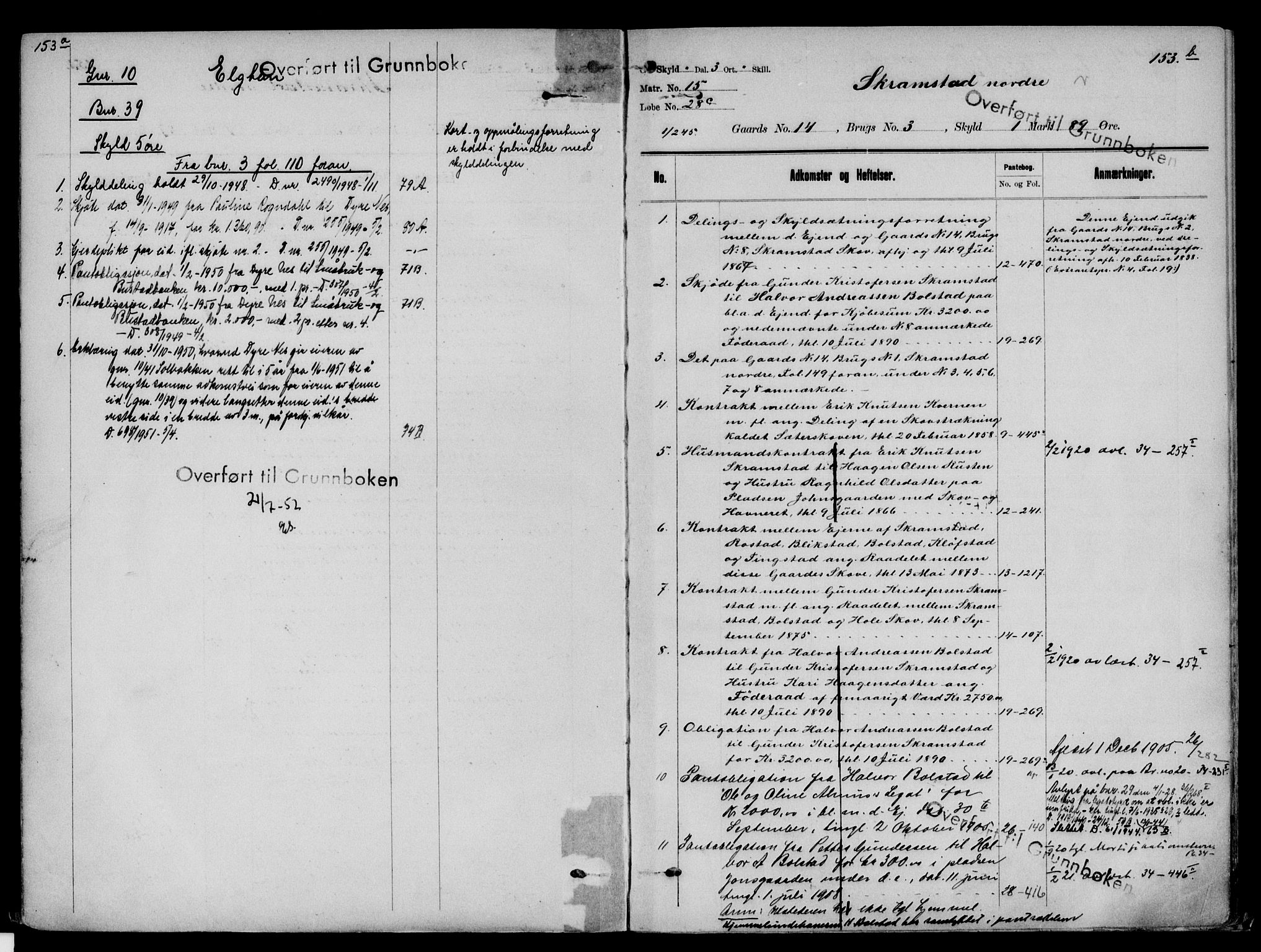 Sør-Østerdal sorenskriveri, AV/SAH-TING-018/H/Ha/Hac/L0050A: Panteregister nr. 1A, 1894-1954, s. 153