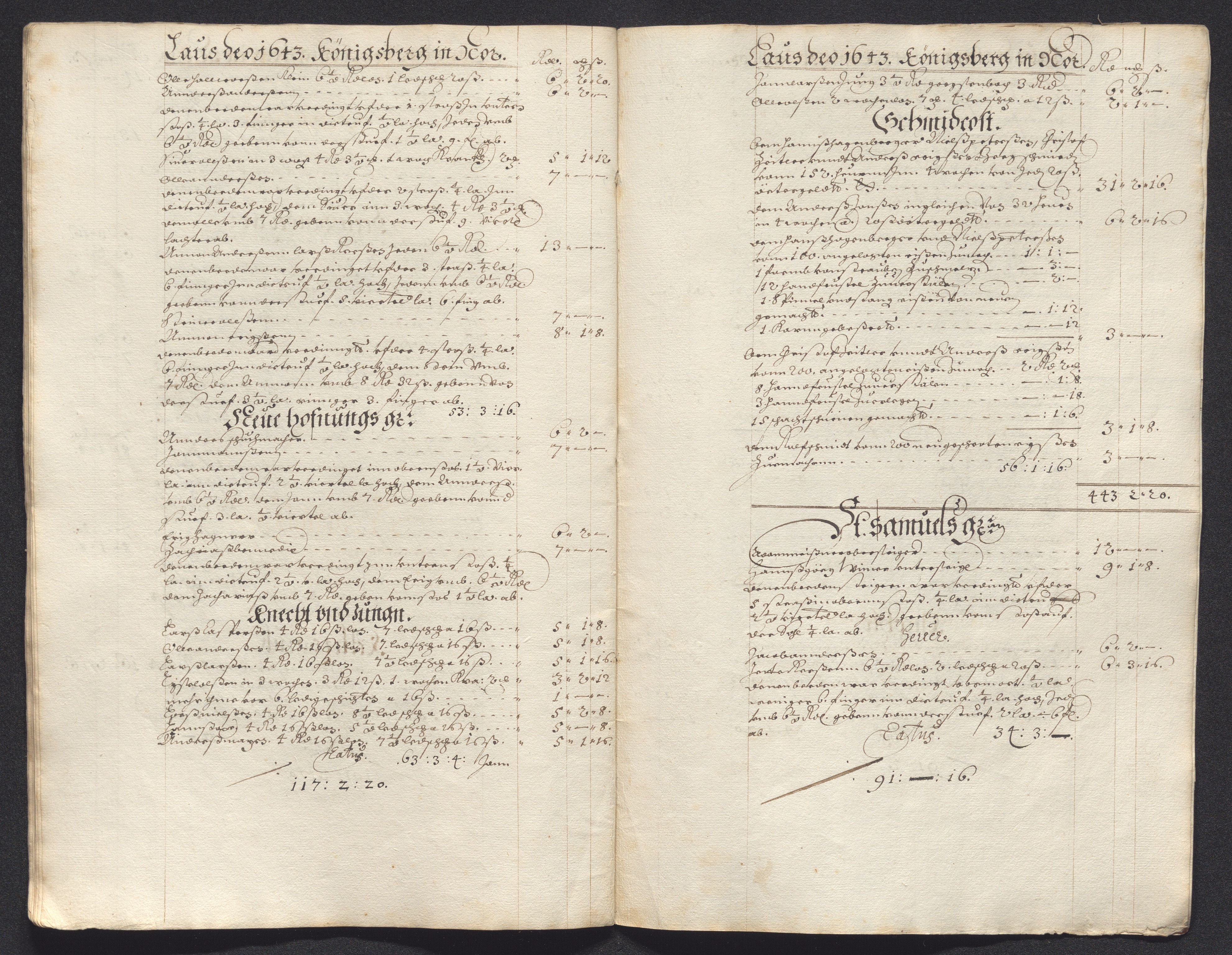 Kongsberg Sølvverk 1623-1816, SAKO/EA-3135/001/D/Dc/Dcd/L0020: Utgiftsregnskap for gruver m.m., 1643-1645, s. 52