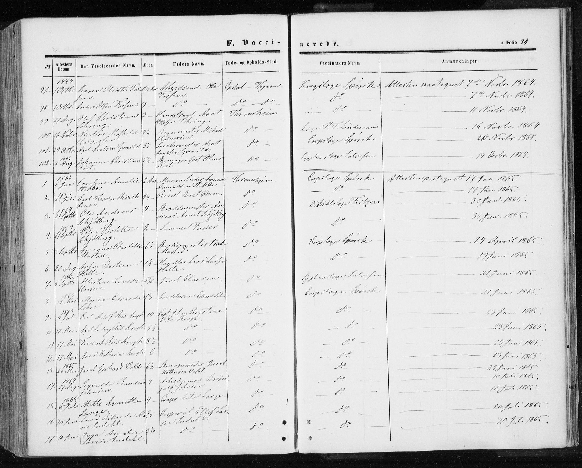 Ministerialprotokoller, klokkerbøker og fødselsregistre - Sør-Trøndelag, SAT/A-1456/601/L0053: Ministerialbok nr. 601A21, 1857-1865, s. 34