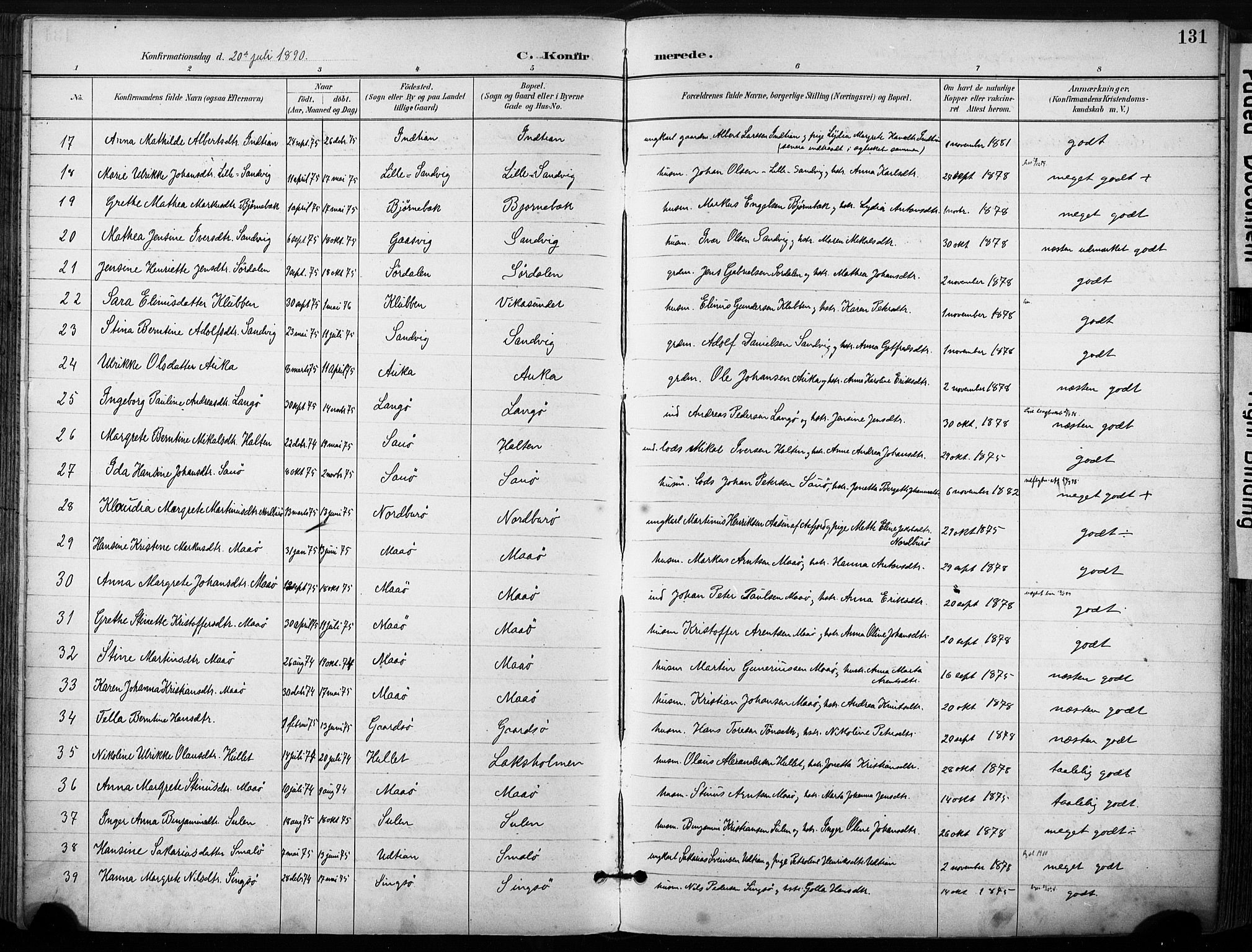 Ministerialprotokoller, klokkerbøker og fødselsregistre - Sør-Trøndelag, SAT/A-1456/640/L0579: Ministerialbok nr. 640A04, 1889-1902, s. 131