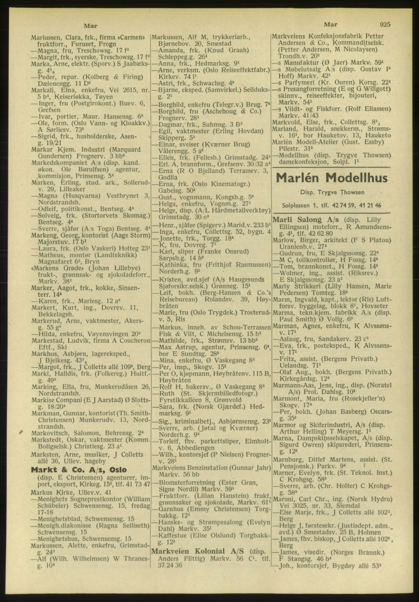 Kristiania/Oslo adressebok, PUBL/-, 1951, s. 925