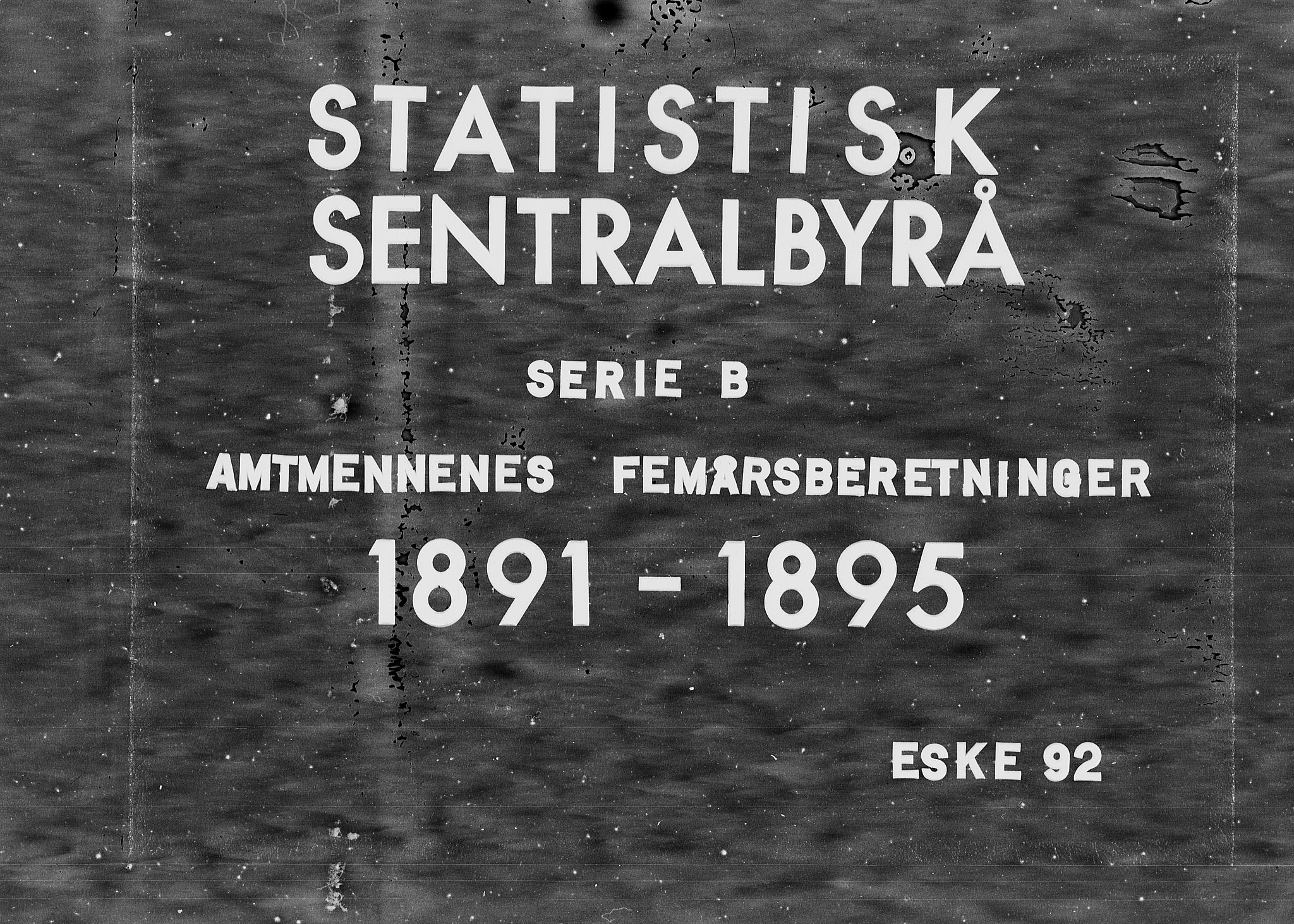 Statistisk sentralbyrå, Næringsøkonomiske emner, Generelt - Amtmennenes femårsberetninger, AV/RA-S-2233/F/Fa/L0092: --, 1896-1900, s. 1