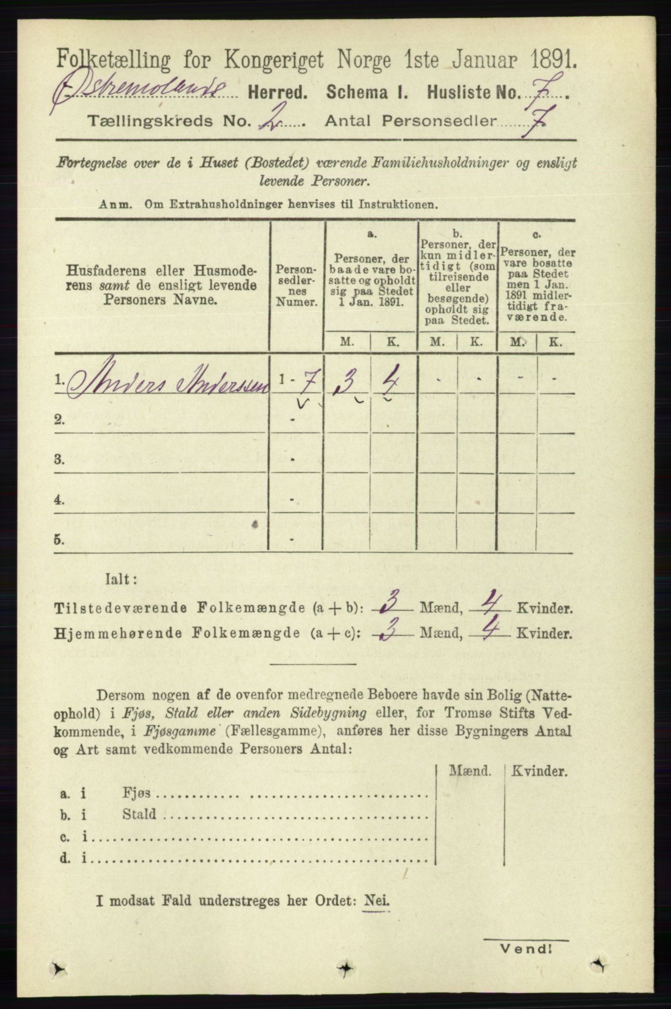 RA, Folketelling 1891 for 0918 Austre Moland herred, 1891, s. 571