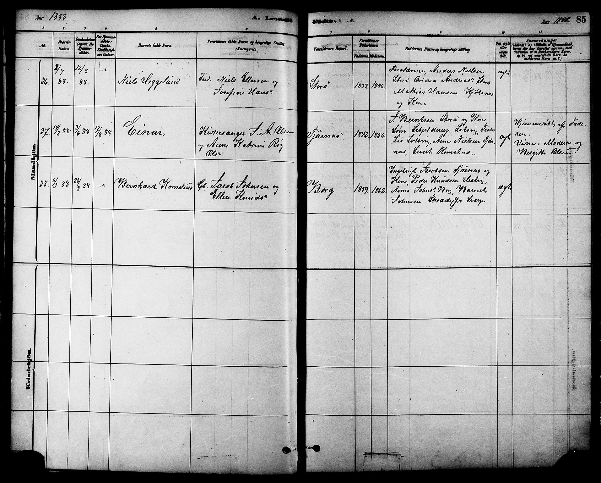 Ministerialprotokoller, klokkerbøker og fødselsregistre - Nordland, AV/SAT-A-1459/861/L0868: Ministerialbok nr. 861A03, 1879-1889, s. 85