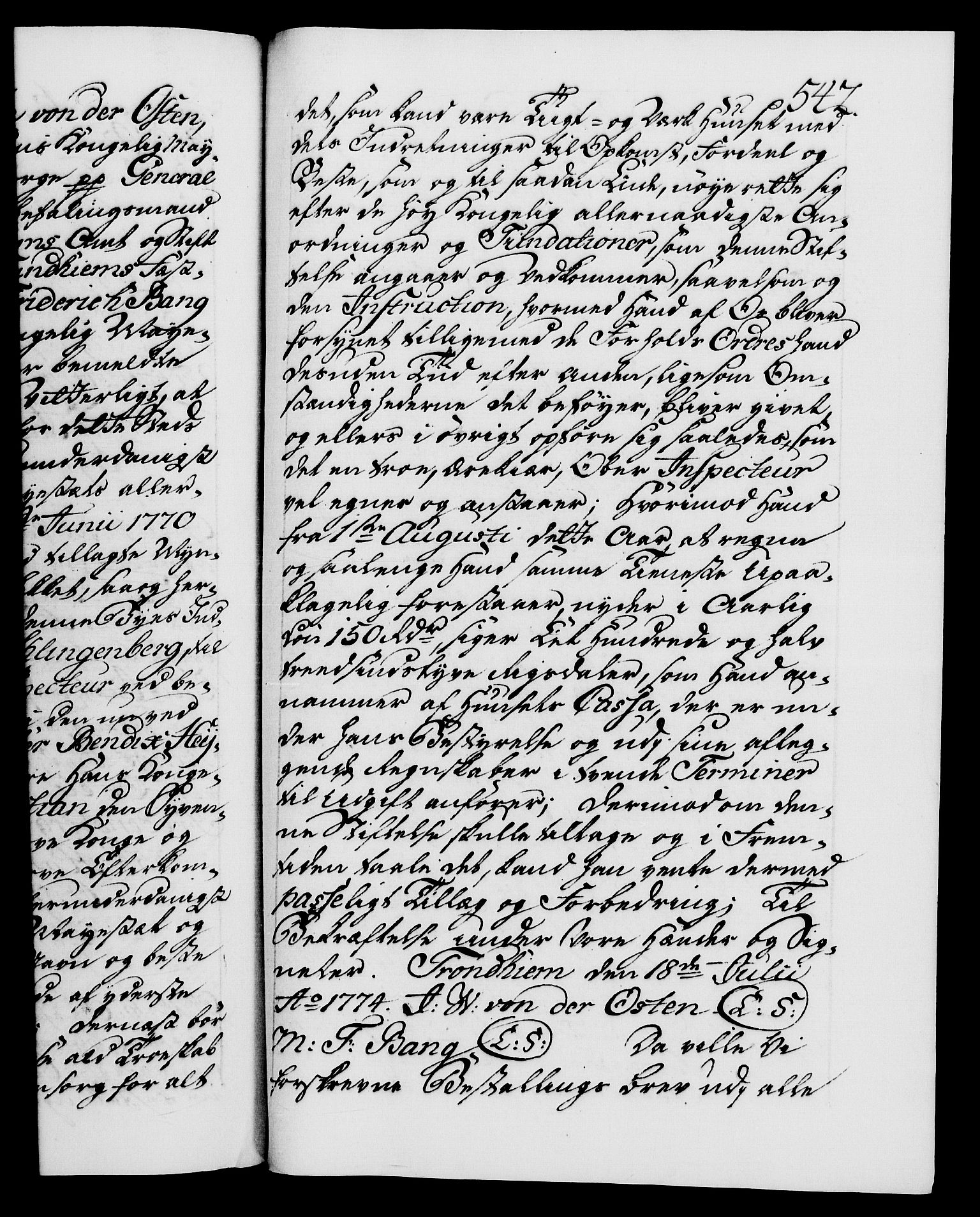 Danske Kanselli 1572-1799, RA/EA-3023/F/Fc/Fca/Fcaa/L0046: Norske registre, 1773-1775, s. 542a