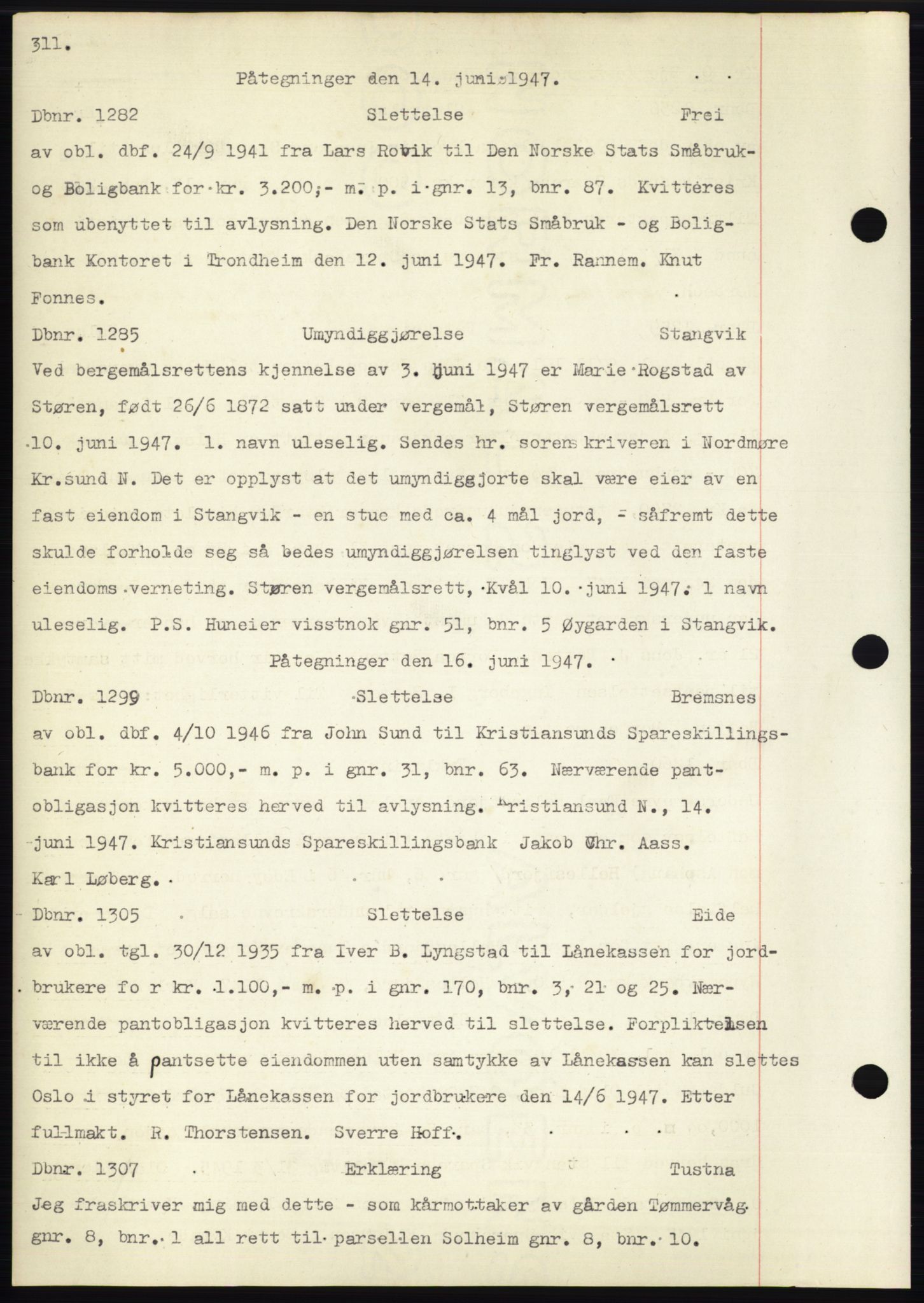 Nordmøre sorenskriveri, SAT/A-4132/1/2/2Ca: Pantebok nr. C82b, 1946-1951, Dagboknr: 1282/1947