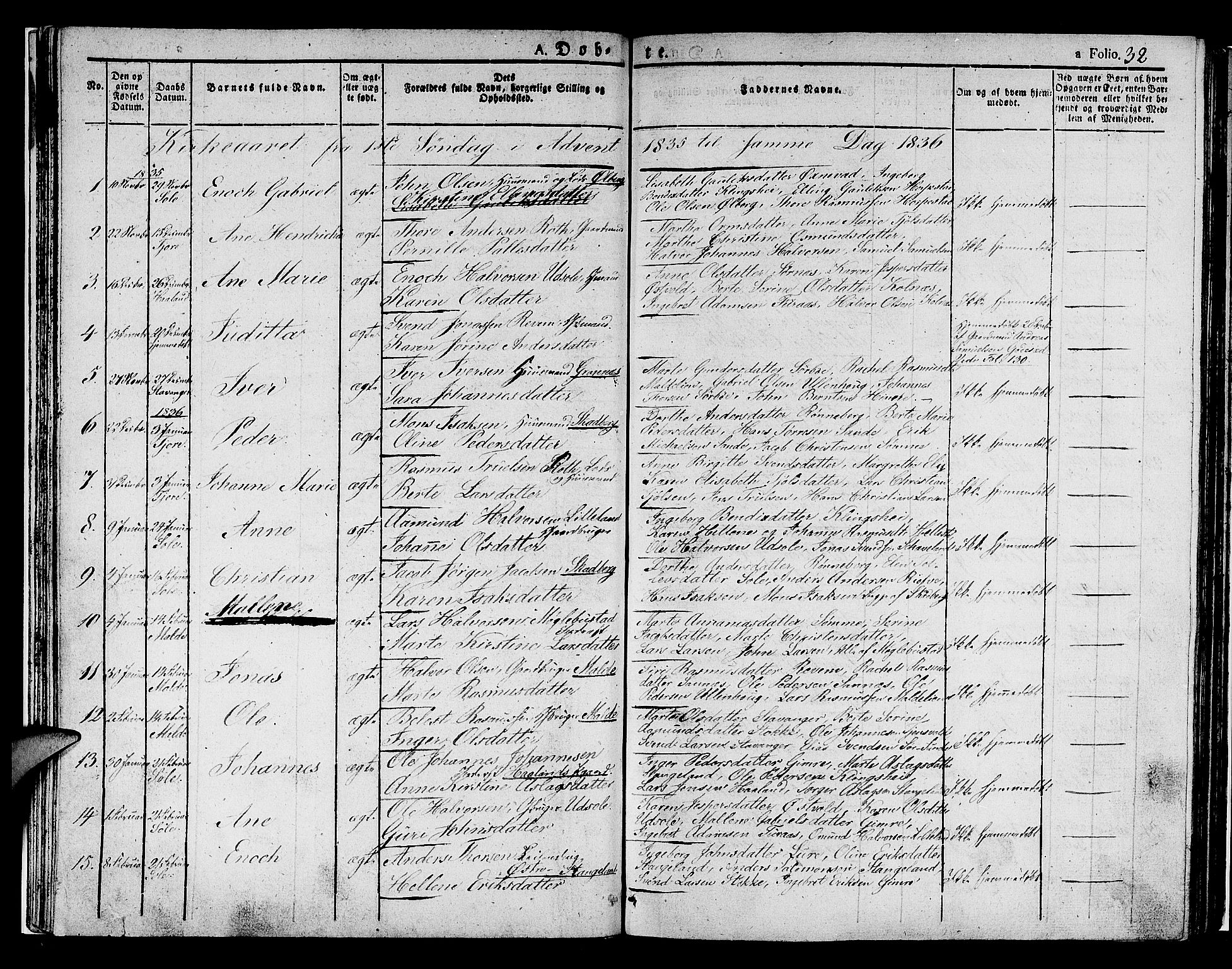 Håland sokneprestkontor, AV/SAST-A-101802/001/30BA/L0005: Ministerialbok nr. A 5, 1829-1841, s. 32