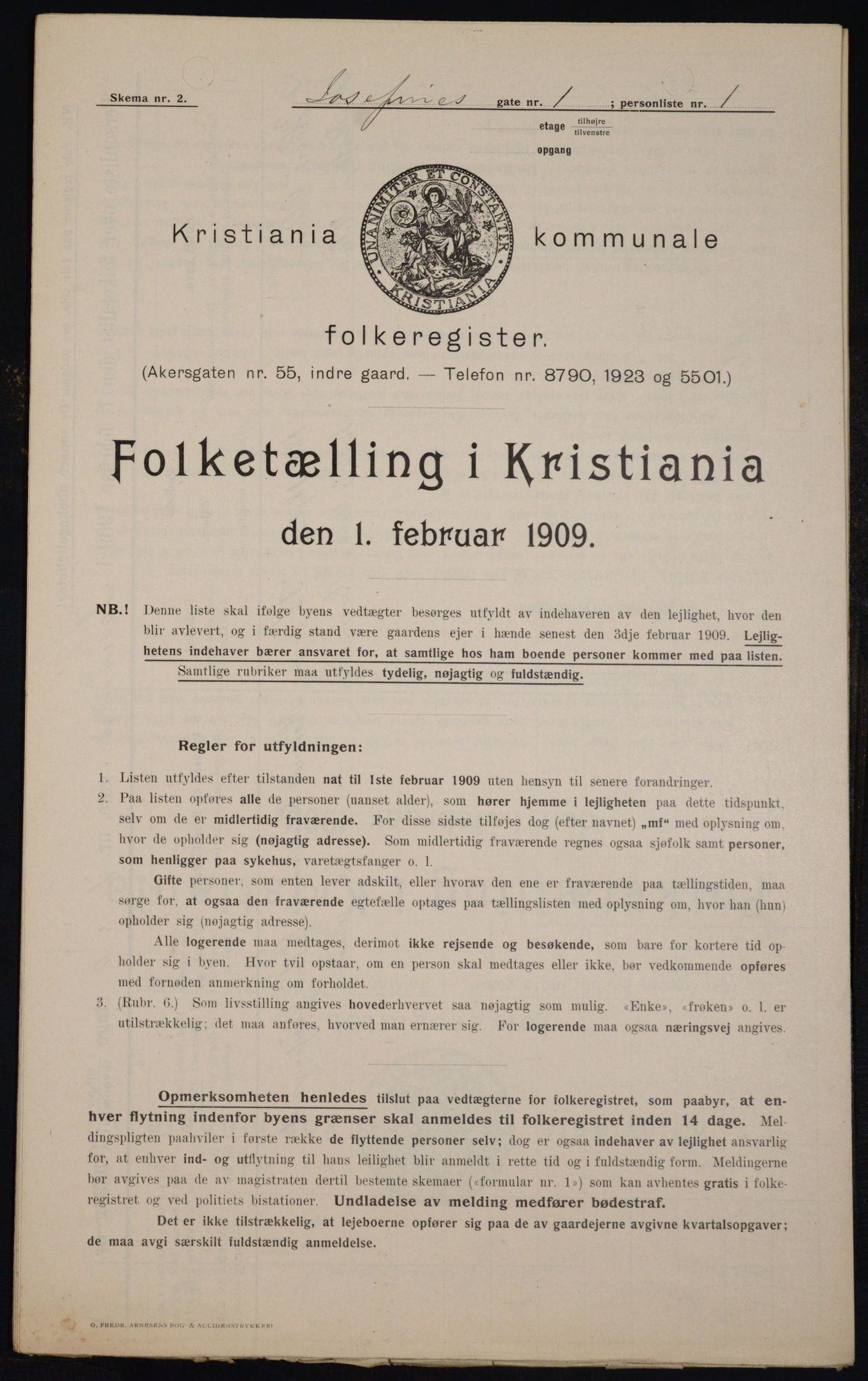 OBA, Kommunal folketelling 1.2.1909 for Kristiania kjøpstad, 1909, s. 43208