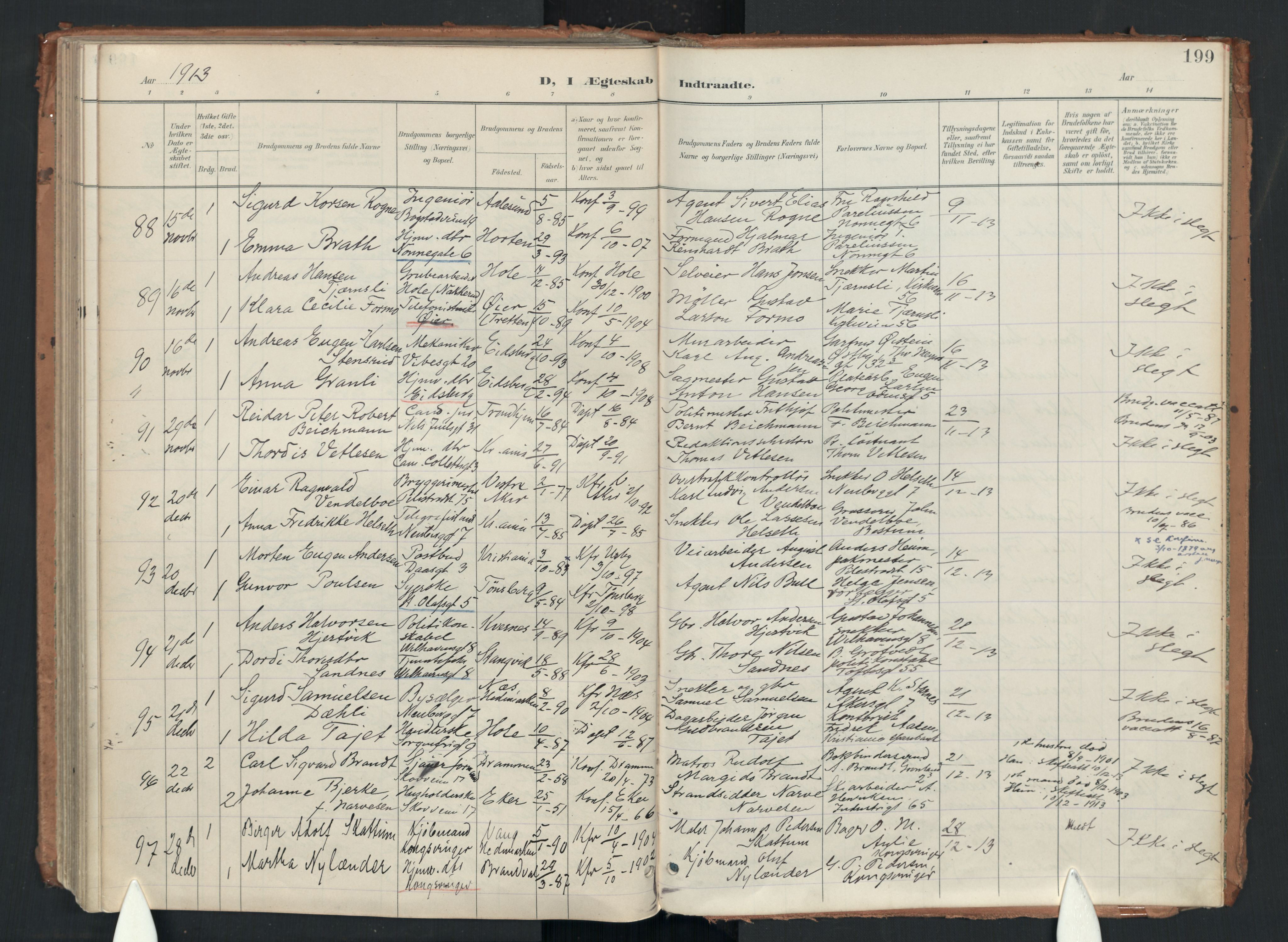 Uranienborg prestekontor Kirkebøker, AV/SAO-A-10877/F/Fa/L0007: Ministerialbok nr. I 7, 1896-1914, s. 199