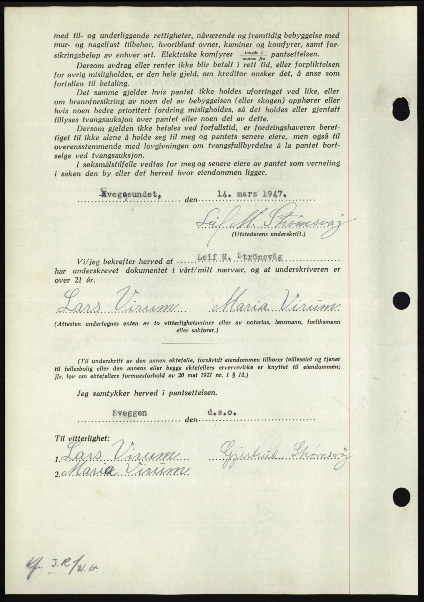 Nordmøre sorenskriveri, AV/SAT-A-4132/1/2/2Ca: Pantebok nr. B95, 1946-1947, Dagboknr: 698/1947