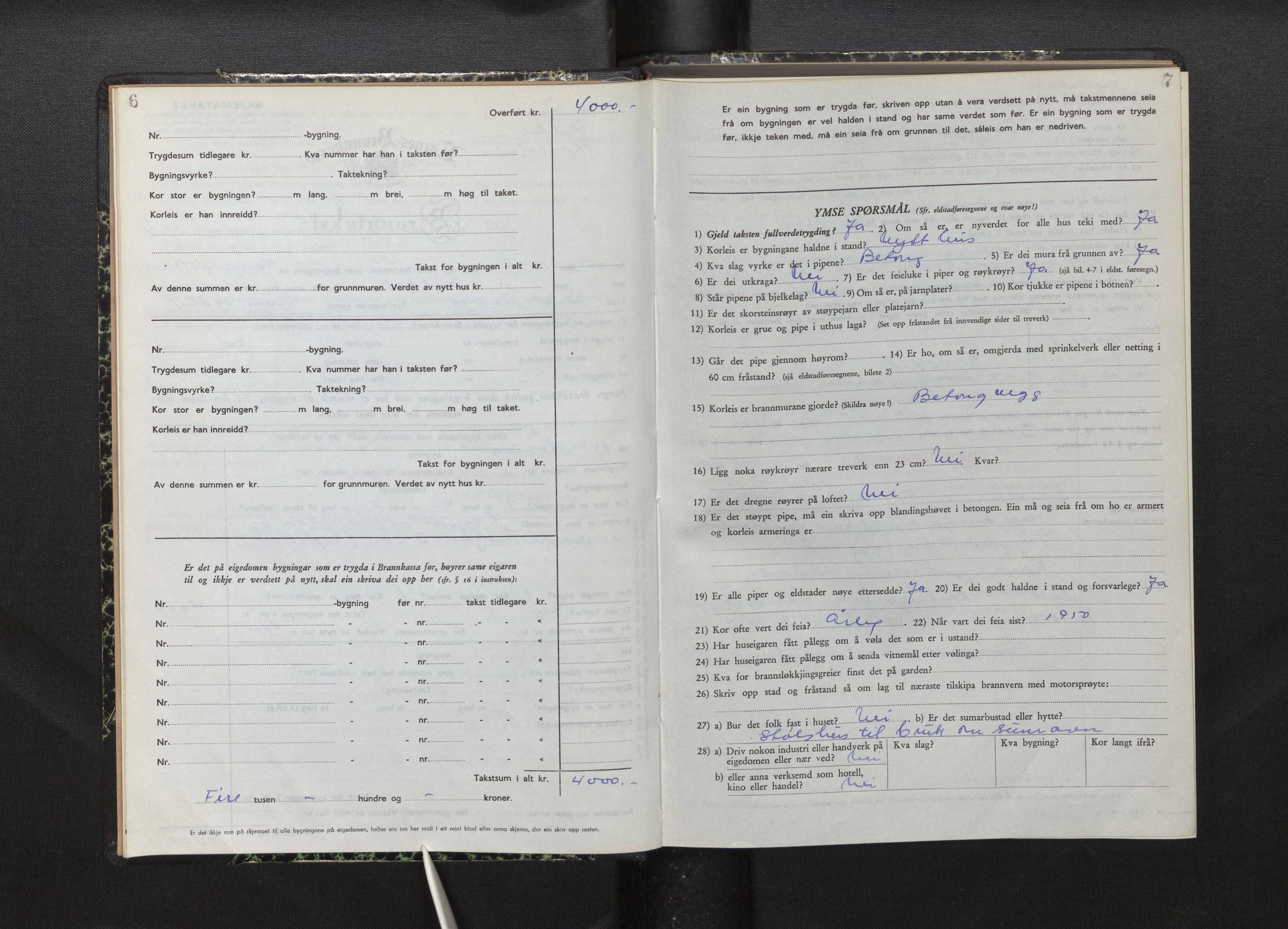 Lensmannen i Røldal, SAB/A-34501/0012/L0005: Branntakstprotokoll, skjematakst, 1951-1963, s. 6-7