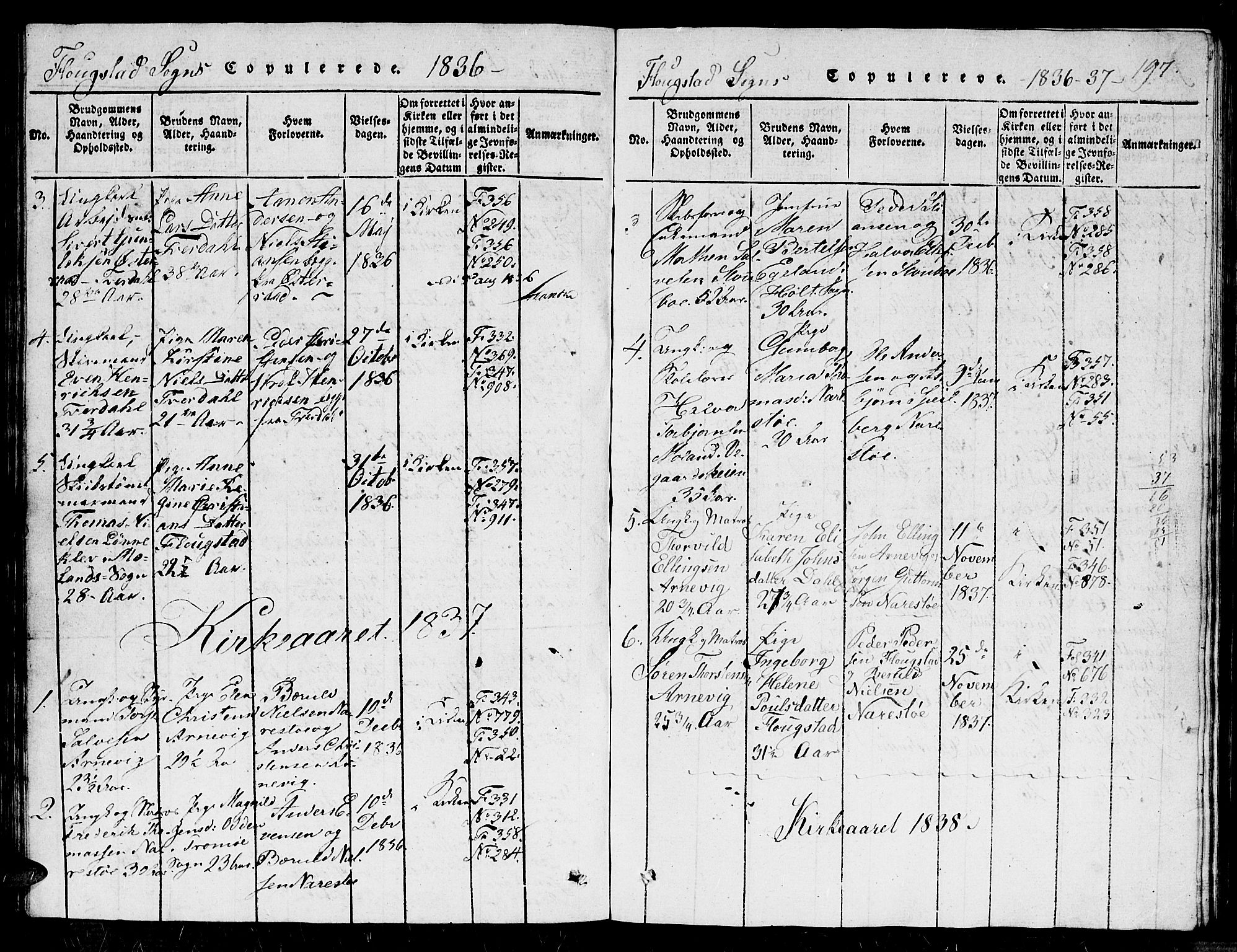 Dypvåg sokneprestkontor, AV/SAK-1111-0007/F/Fb/Fbb/L0001: Klokkerbok nr. B 1, 1816-1850, s. 197