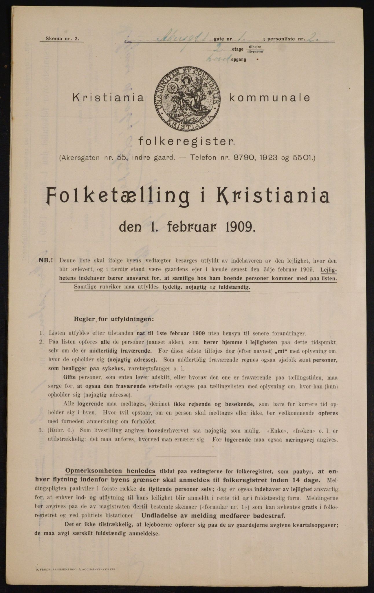 OBA, Kommunal folketelling 1.2.1909 for Kristiania kjøpstad, 1909, s. 297