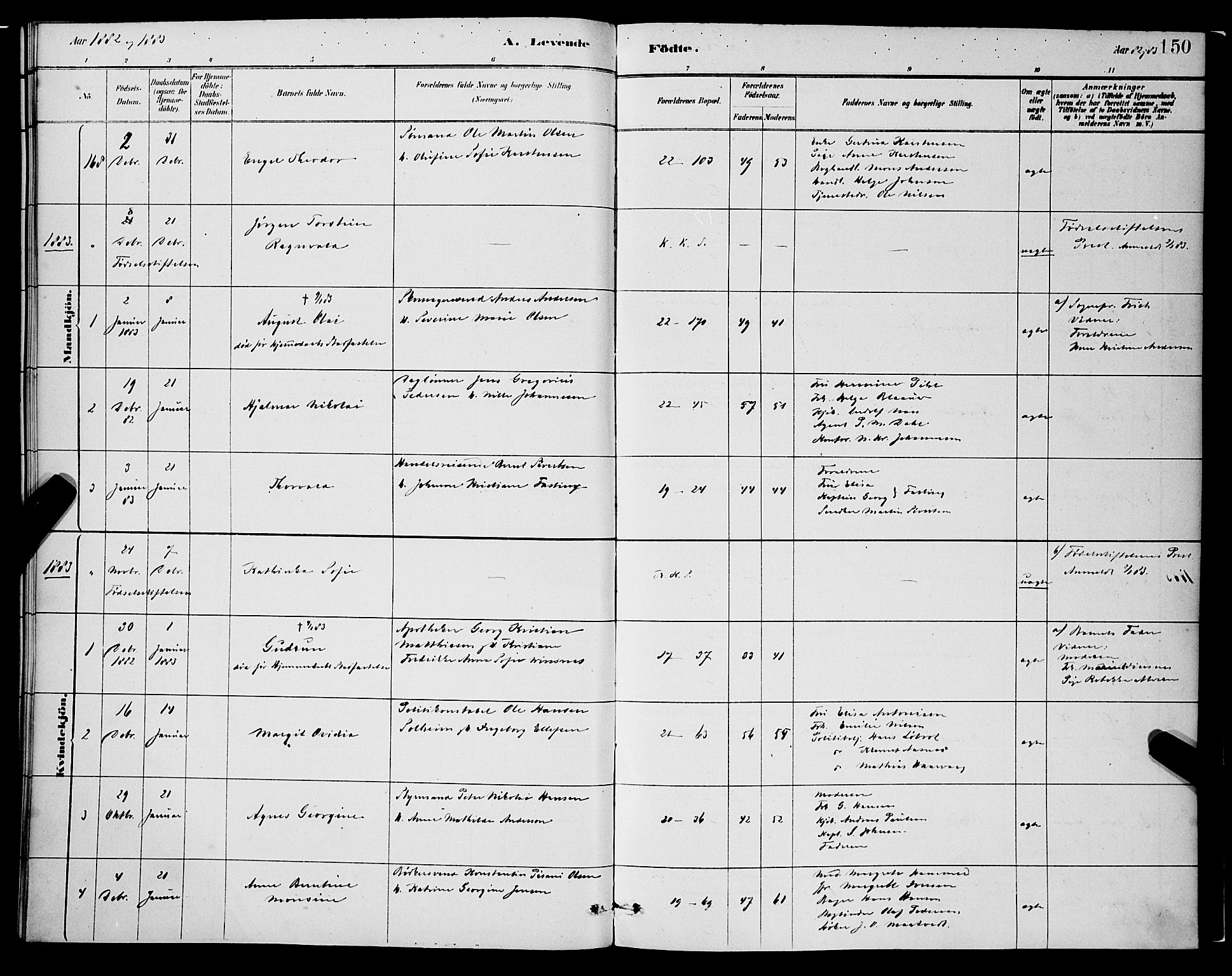 Korskirken sokneprestembete, SAB/A-76101/H/Hab: Klokkerbok nr. B 8, 1878-1887, s. 150