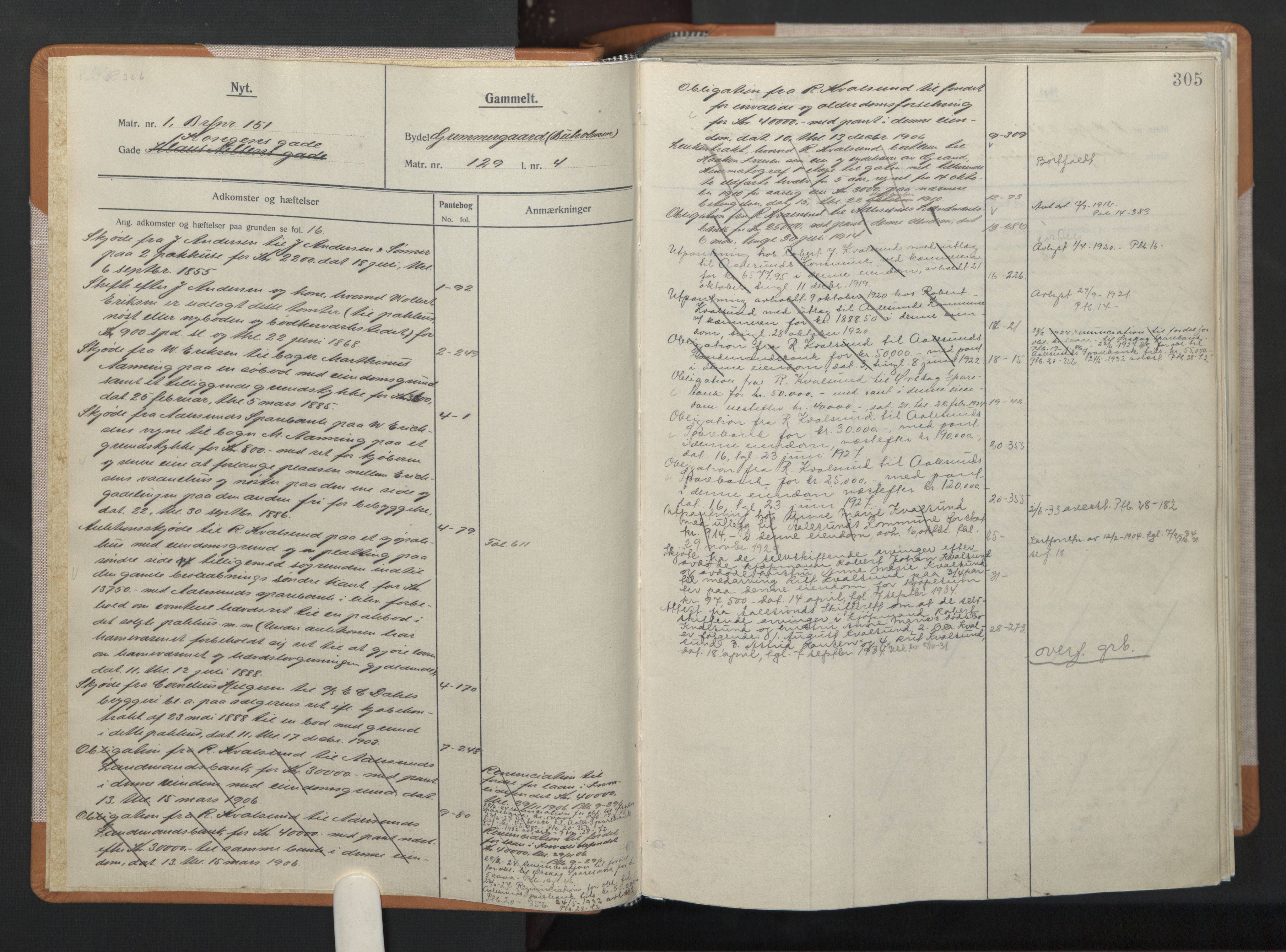 Ålesund byfogd, AV/SAT-A-4384: Panteregister nr. 8a, 1783-1942, s. 305