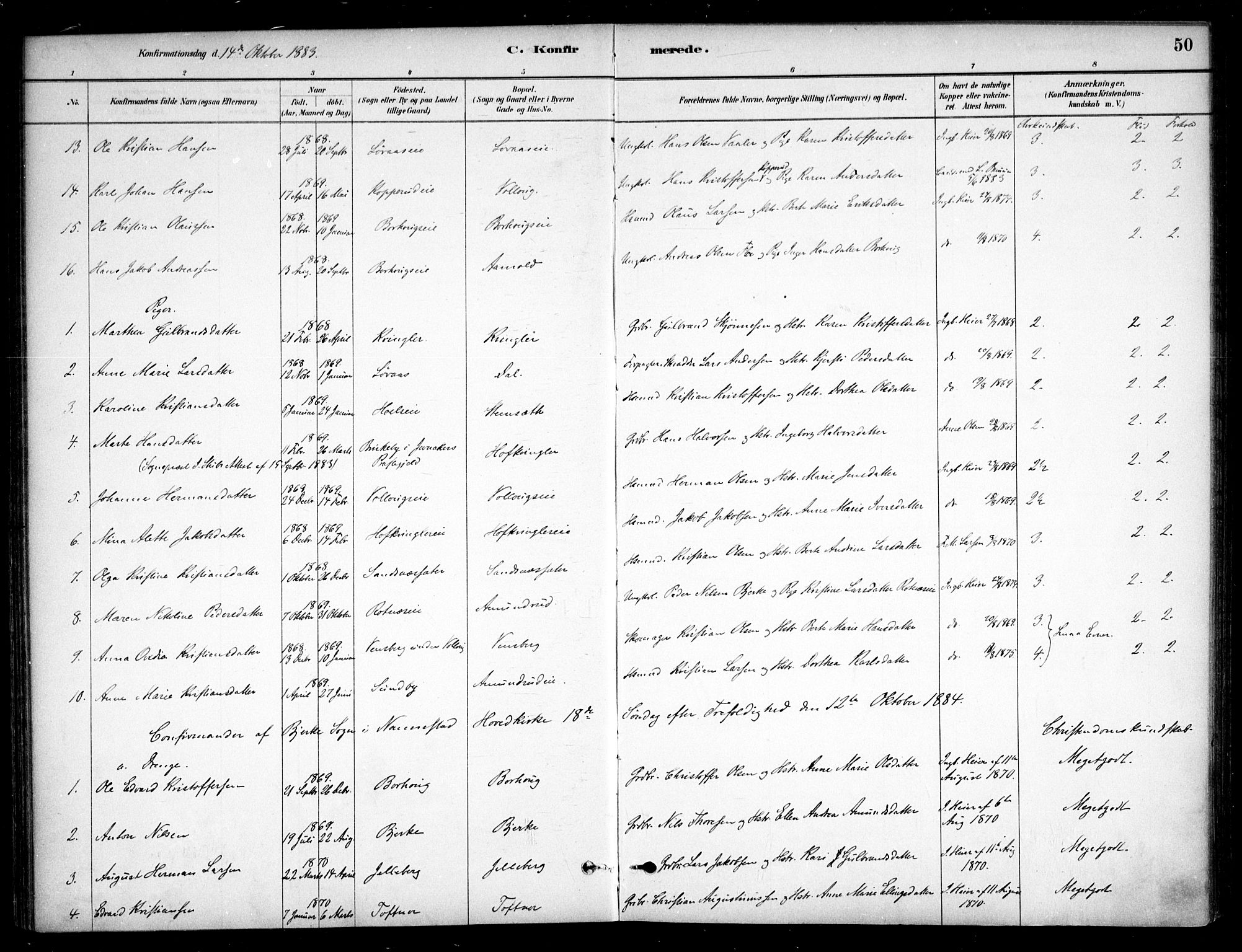 Nannestad prestekontor Kirkebøker, AV/SAO-A-10414a/F/Fc/L0001: Ministerialbok nr. III 1, 1881-1892, s. 50