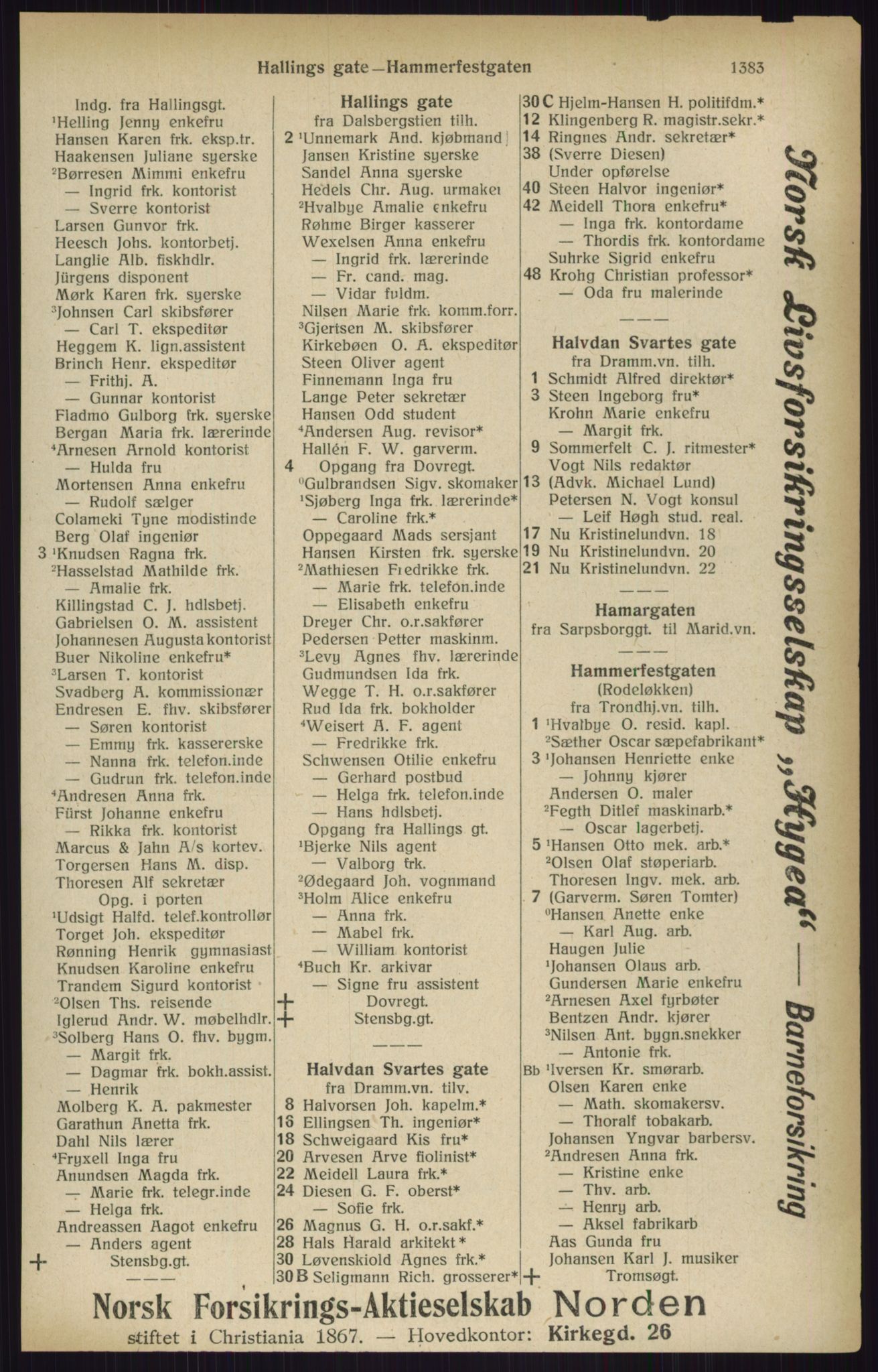 Kristiania/Oslo adressebok, PUBL/-, 1916, s. 1383