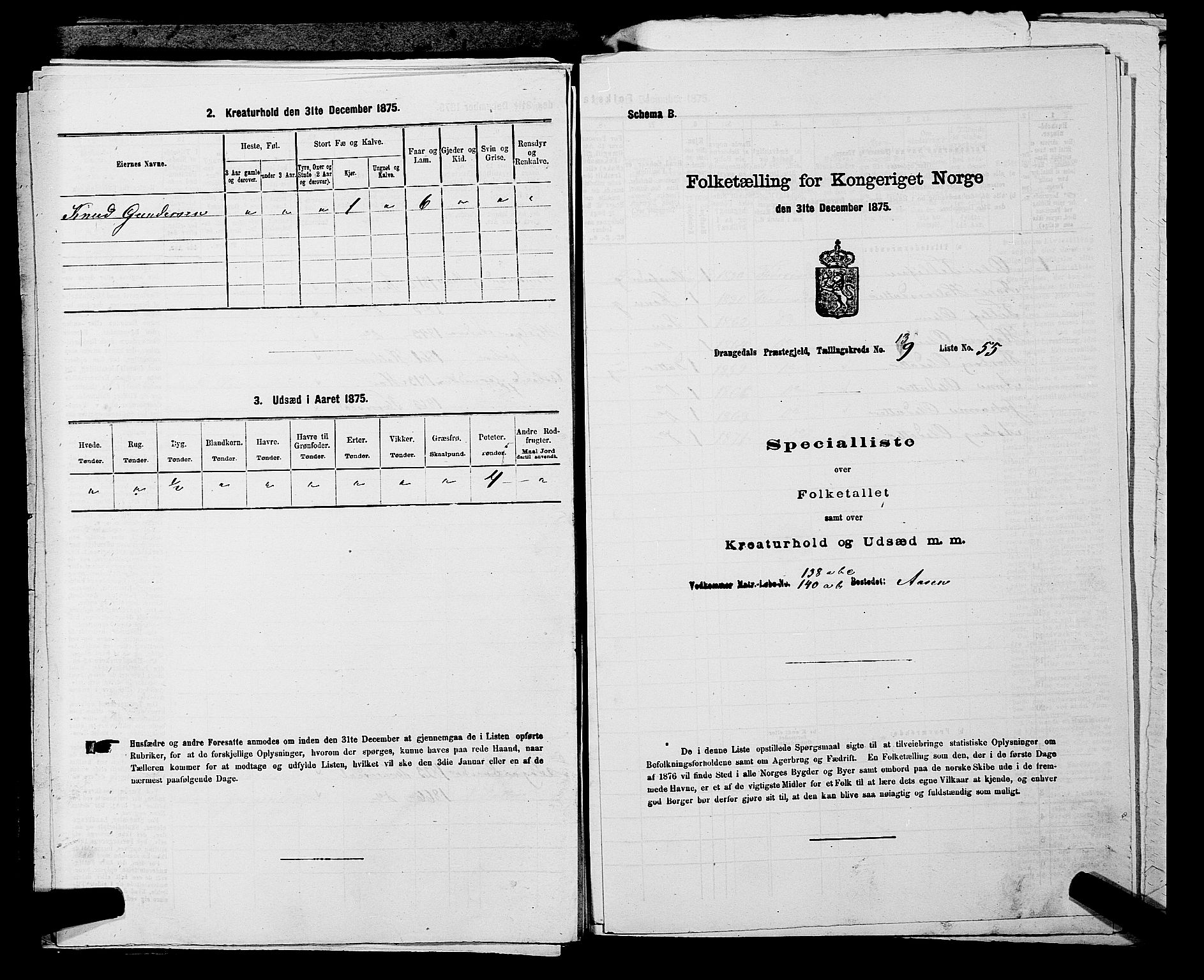SAKO, Folketelling 1875 for 0817P Drangedal prestegjeld, 1875, s. 986