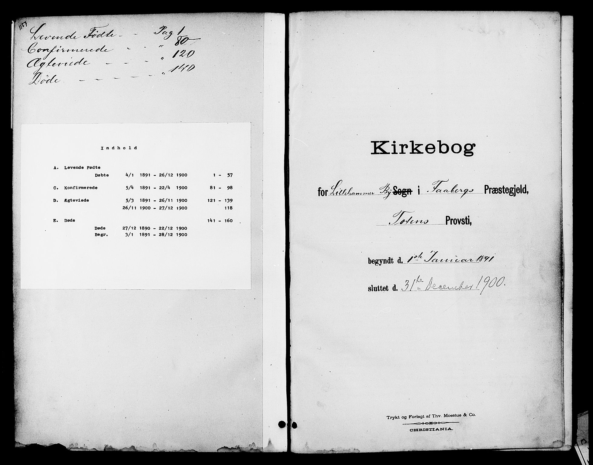 Fåberg prestekontor, SAH/PREST-086/H/Ha/Hab/L0008: Klokkerbok nr. 8, 1891-1900