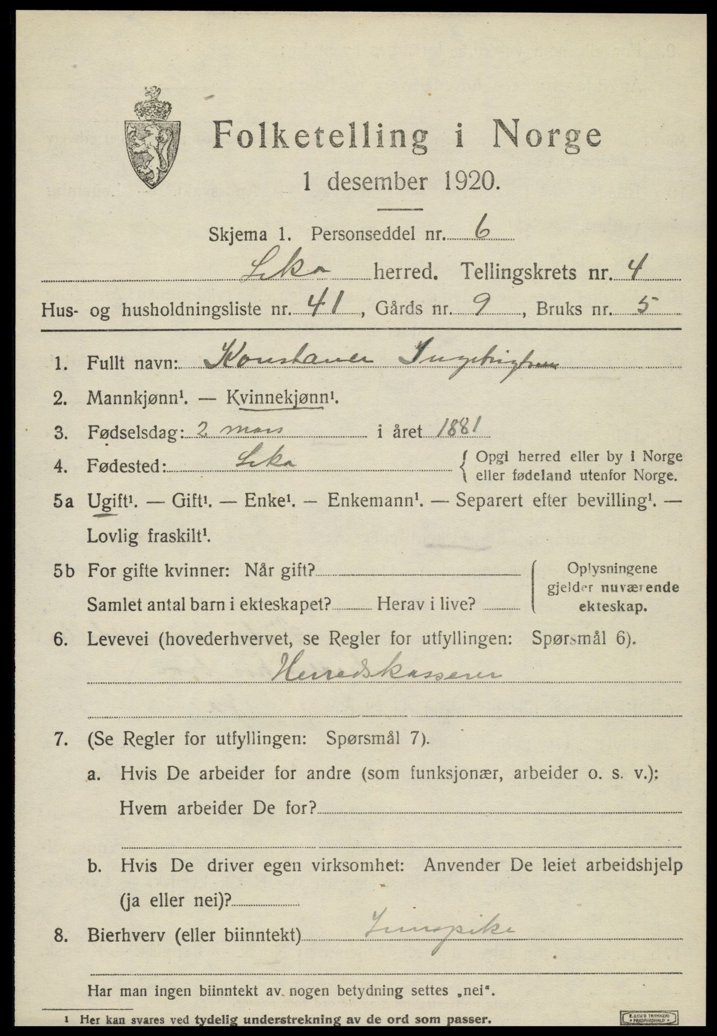 SAT, Folketelling 1920 for 1755 Leka herred, 1920, s. 2113