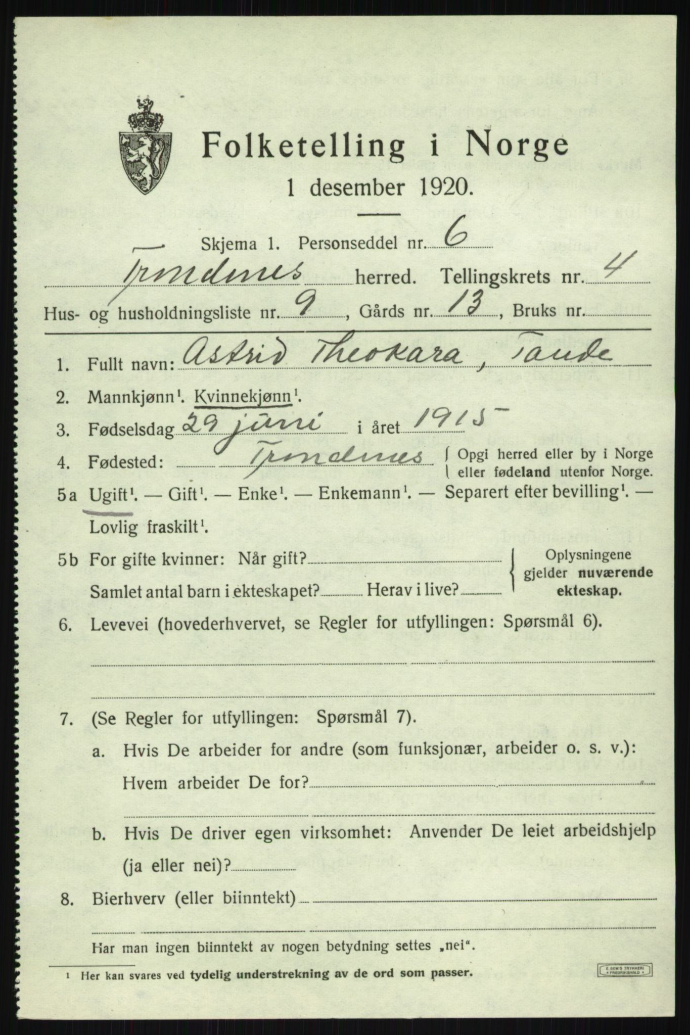 SATØ, Folketelling 1920 for 1914 Trondenes herred, 1920, s. 4965