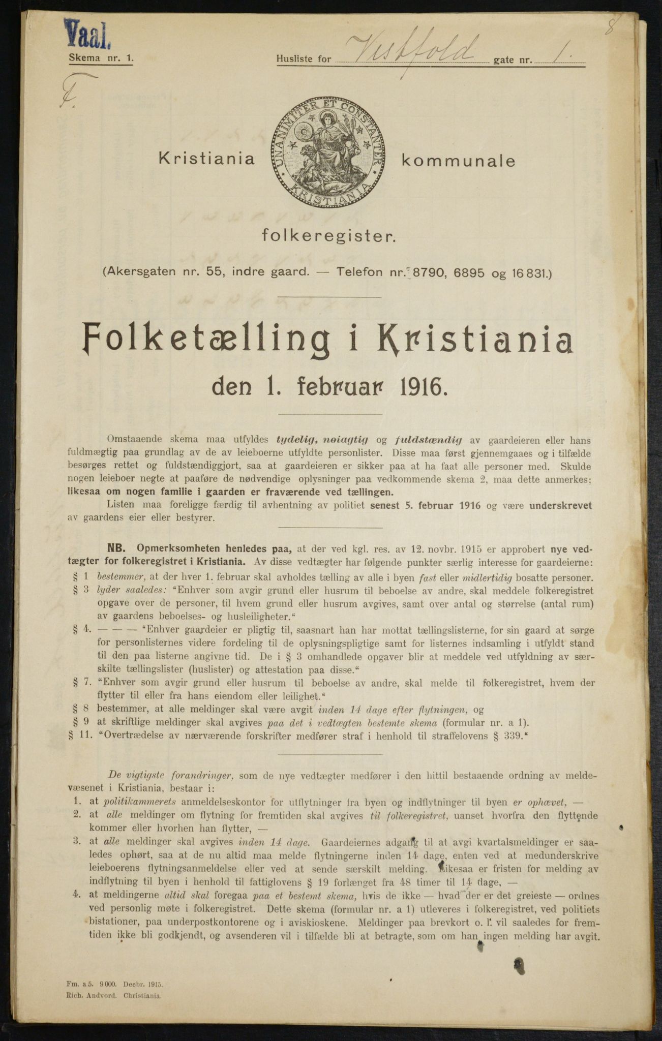 OBA, Kommunal folketelling 1.2.1916 for Kristiania, 1916, s. 126093