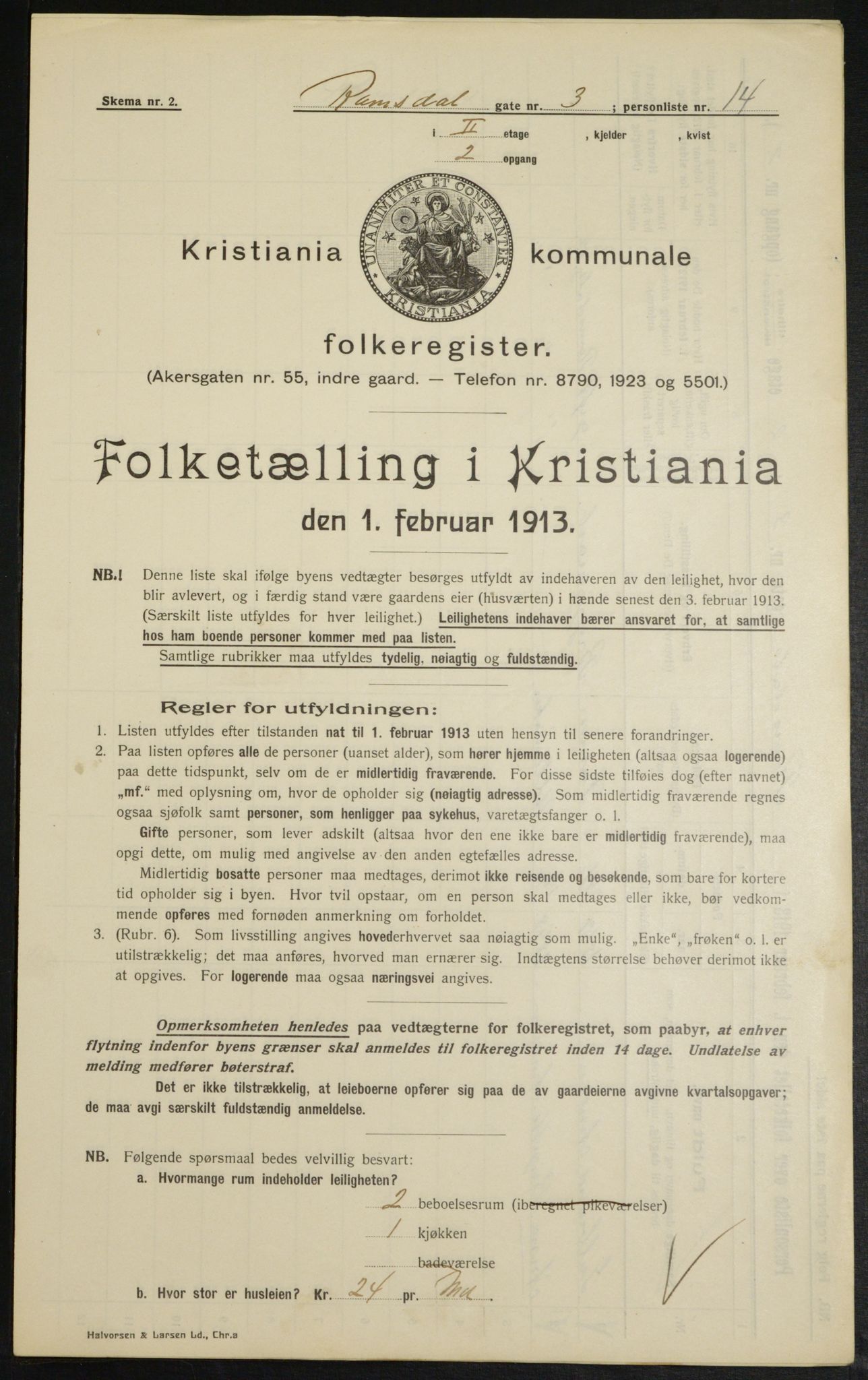 OBA, Kommunal folketelling 1.2.1913 for Kristiania, 1913, s. 83214