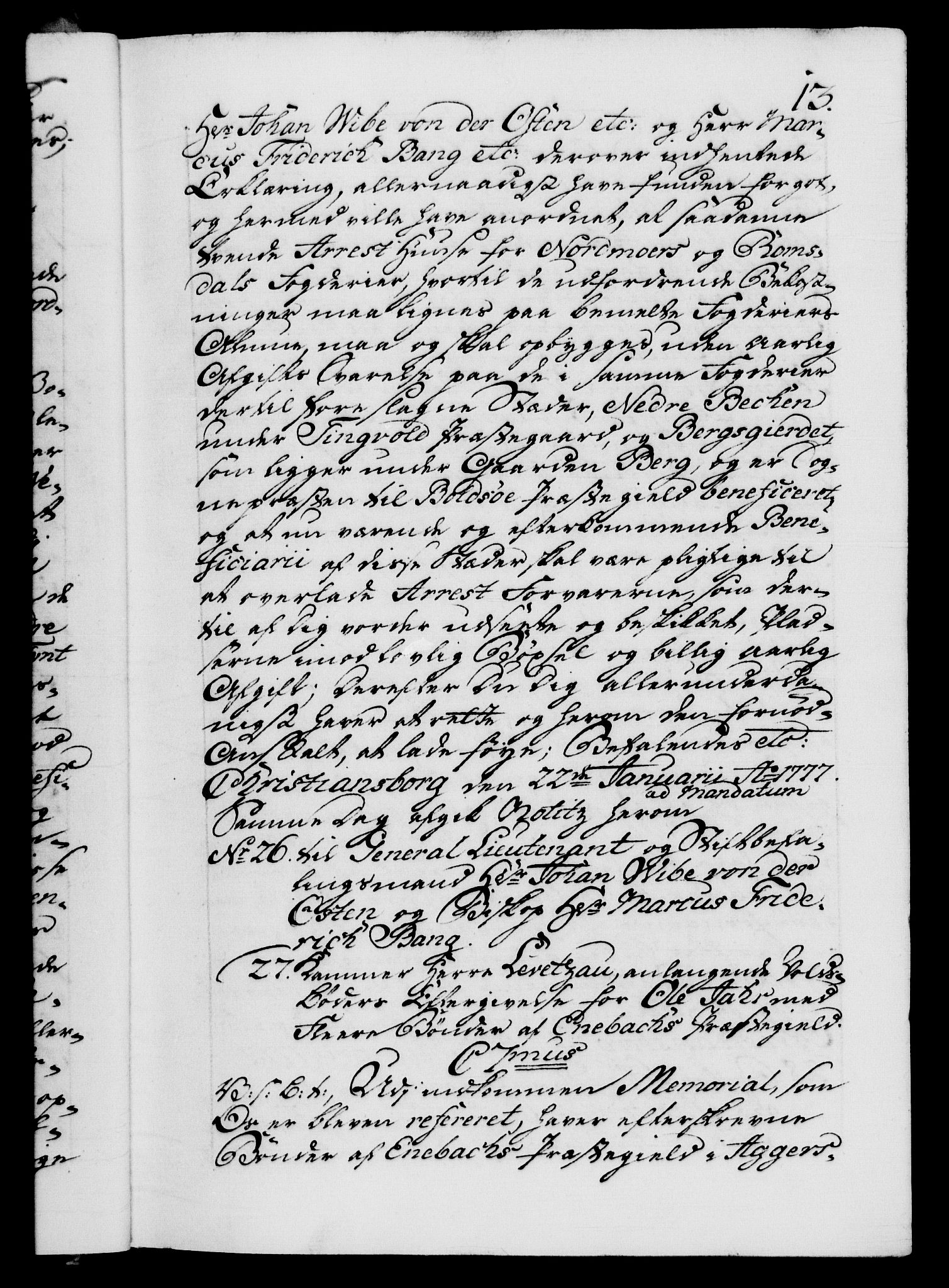 Danske Kanselli 1572-1799, AV/RA-EA-3023/F/Fc/Fca/Fcab/L0042: Norske tegnelser, 1777-1781, s. 13a