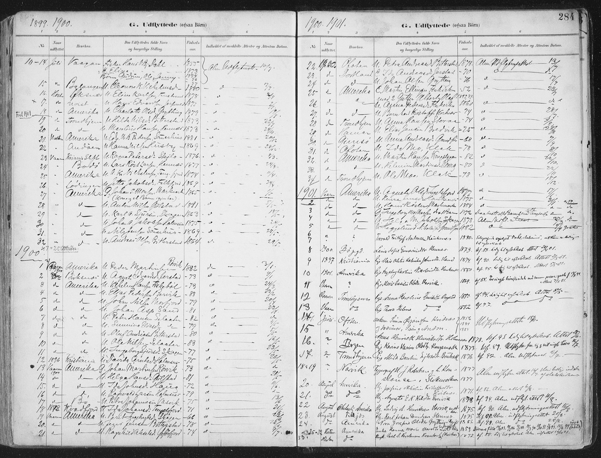 Ministerialprotokoller, klokkerbøker og fødselsregistre - Nordland, AV/SAT-A-1459/888/L1246: Ministerialbok nr. 888A12, 1891-1903, s. 284