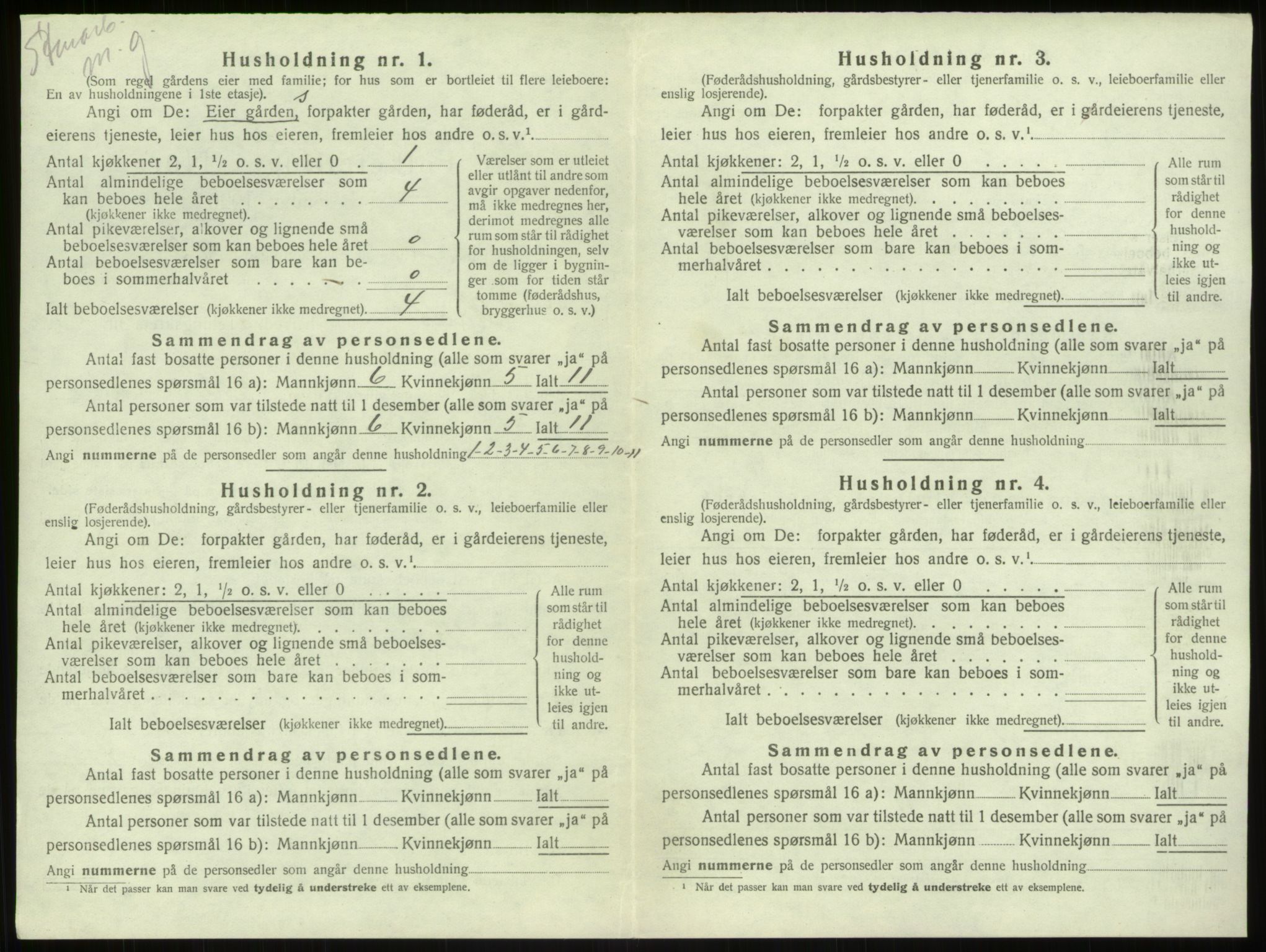 SAB, Folketelling 1920 for 1250 Haus herred, 1920, s. 324