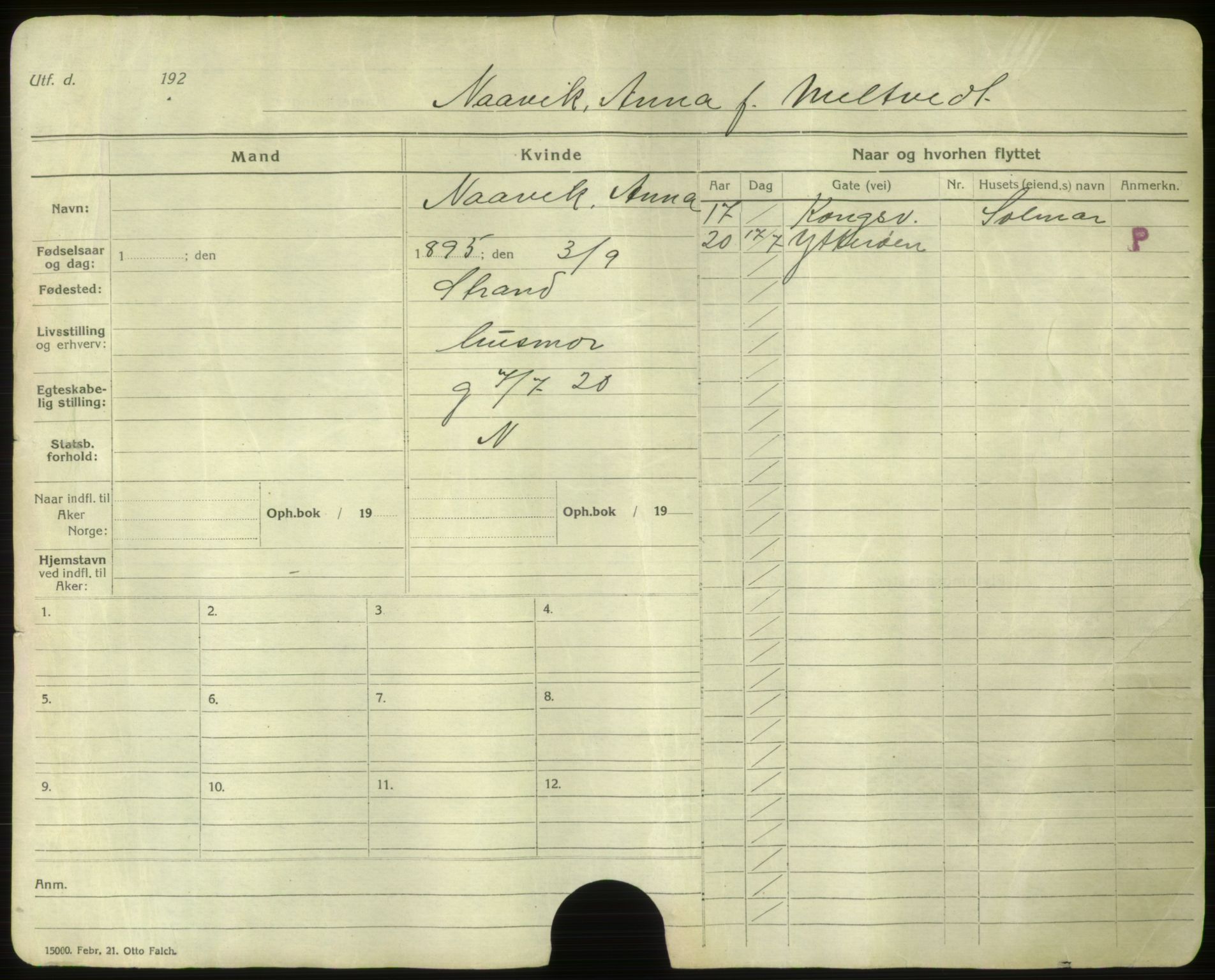 Oslo folkeregister, Registerkort, AV/SAO-A-11715/F/Fa/Faa/L0008: Kvinner, 1917-1922, s. 4