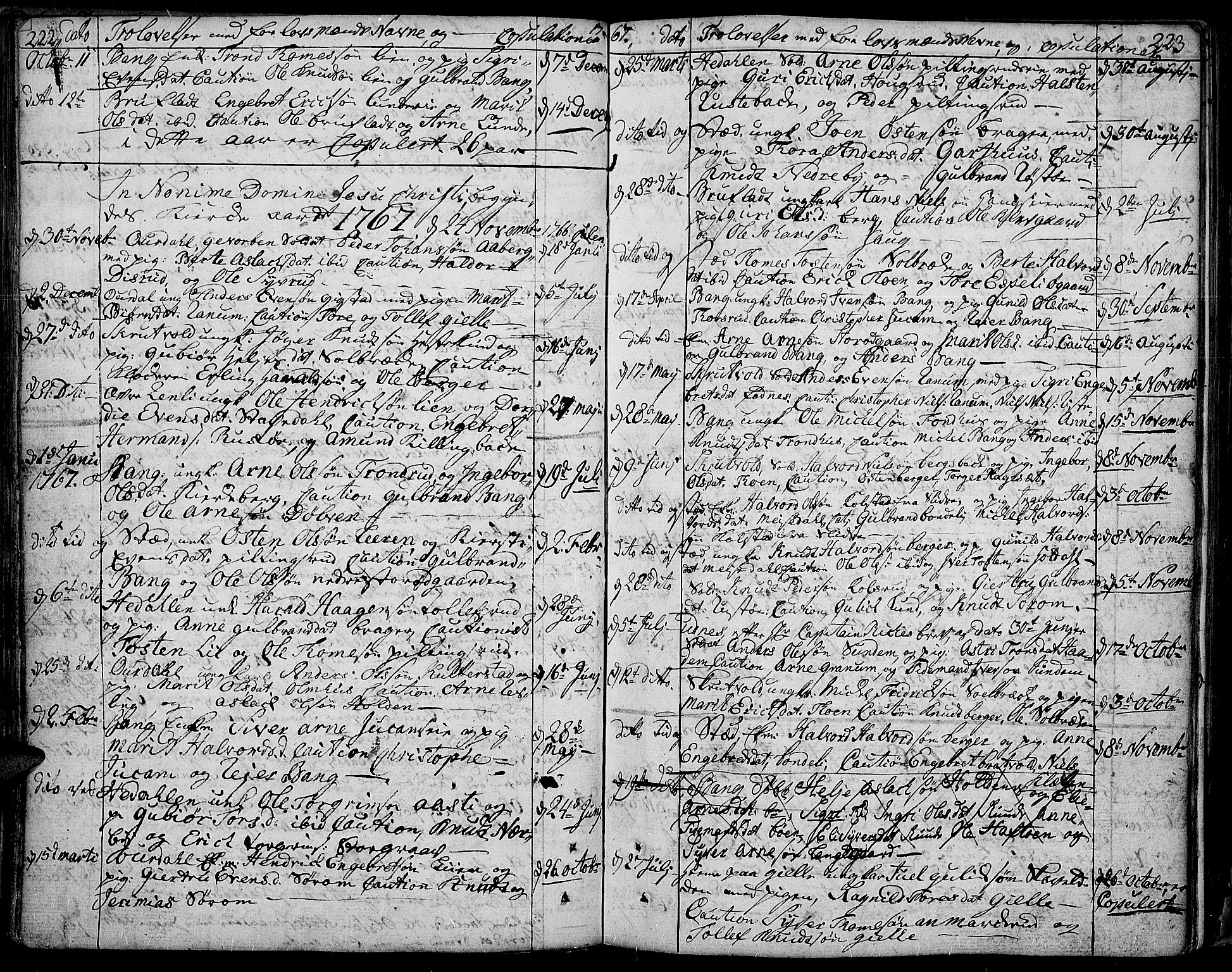 Aurdal prestekontor, AV/SAH-PREST-126/H/Ha/Haa/L0005: Ministerialbok nr. 5, 1763-1781, s. 222-223