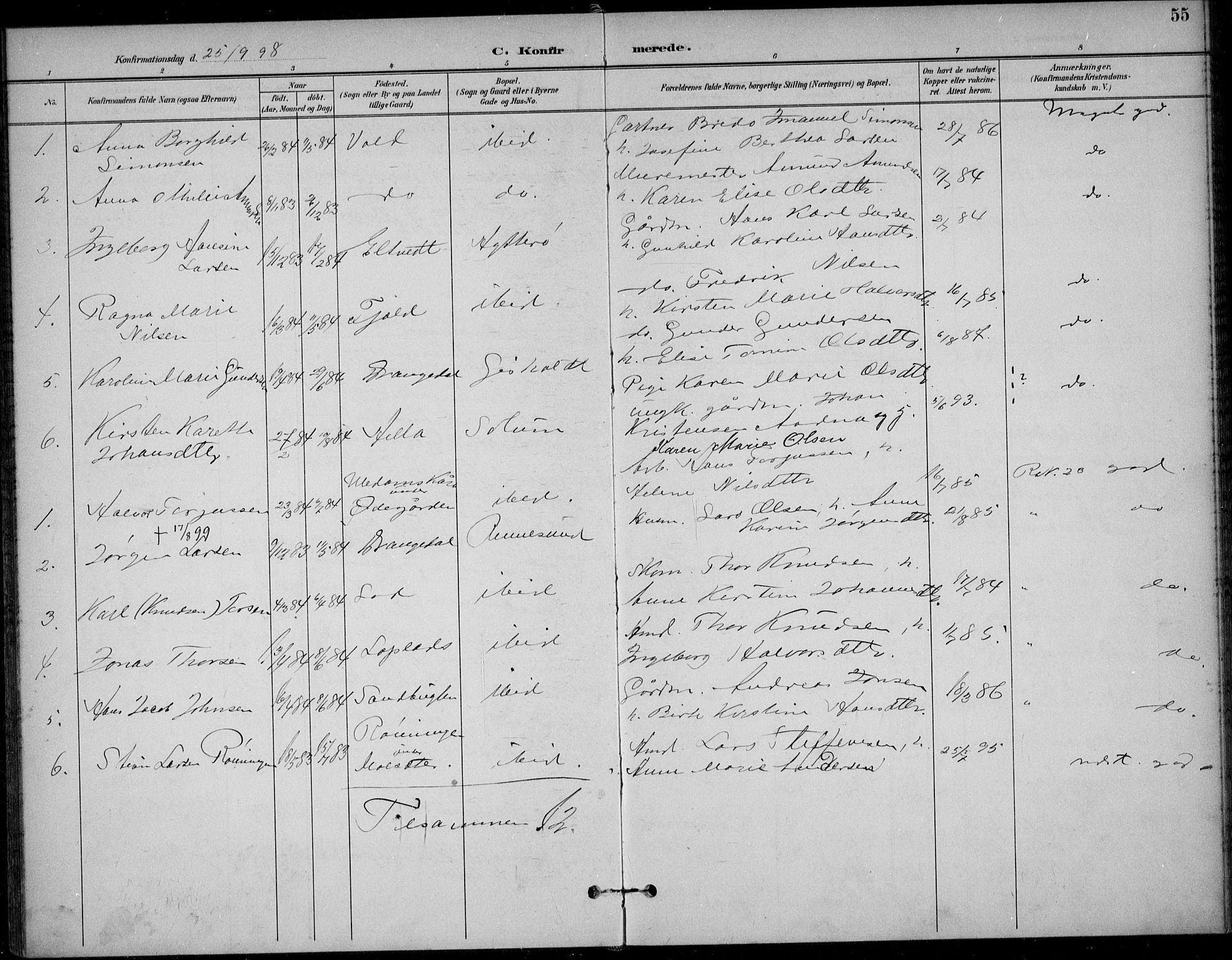 Solum kirkebøker, AV/SAKO-A-306/F/Fc/L0002: Ministerialbok nr. III 2, 1892-1906, s. 55