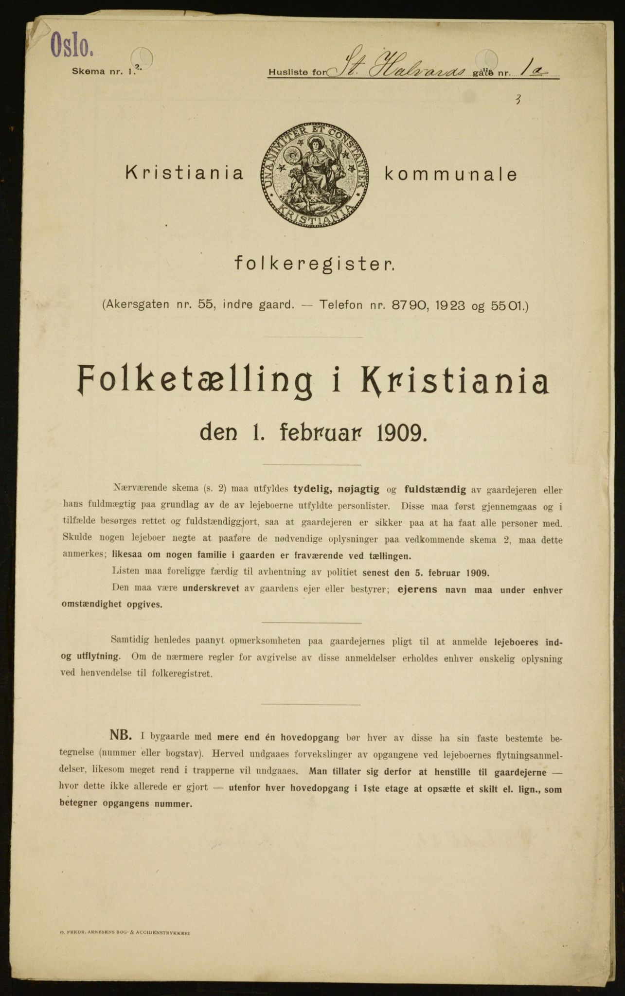OBA, Kommunal folketelling 1.2.1909 for Kristiania kjøpstad, 1909, s. 79450