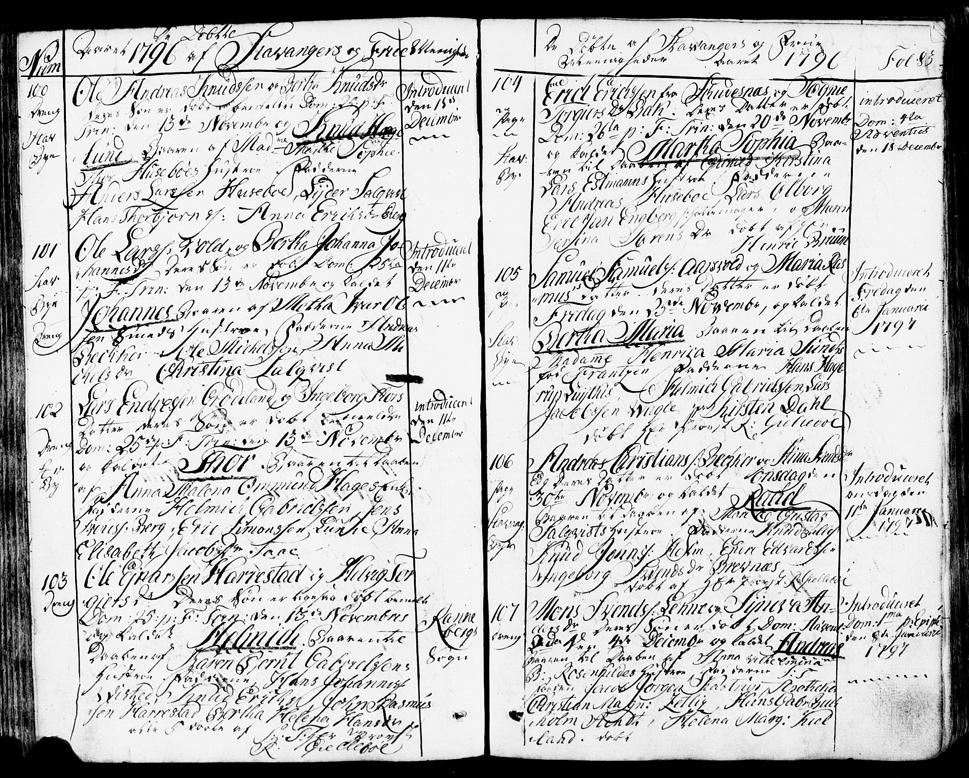 Domkirken sokneprestkontor, AV/SAST-A-101812/001/30/30BB/L0007: Klokkerbok nr. B 7, 1791-1813, s. 83