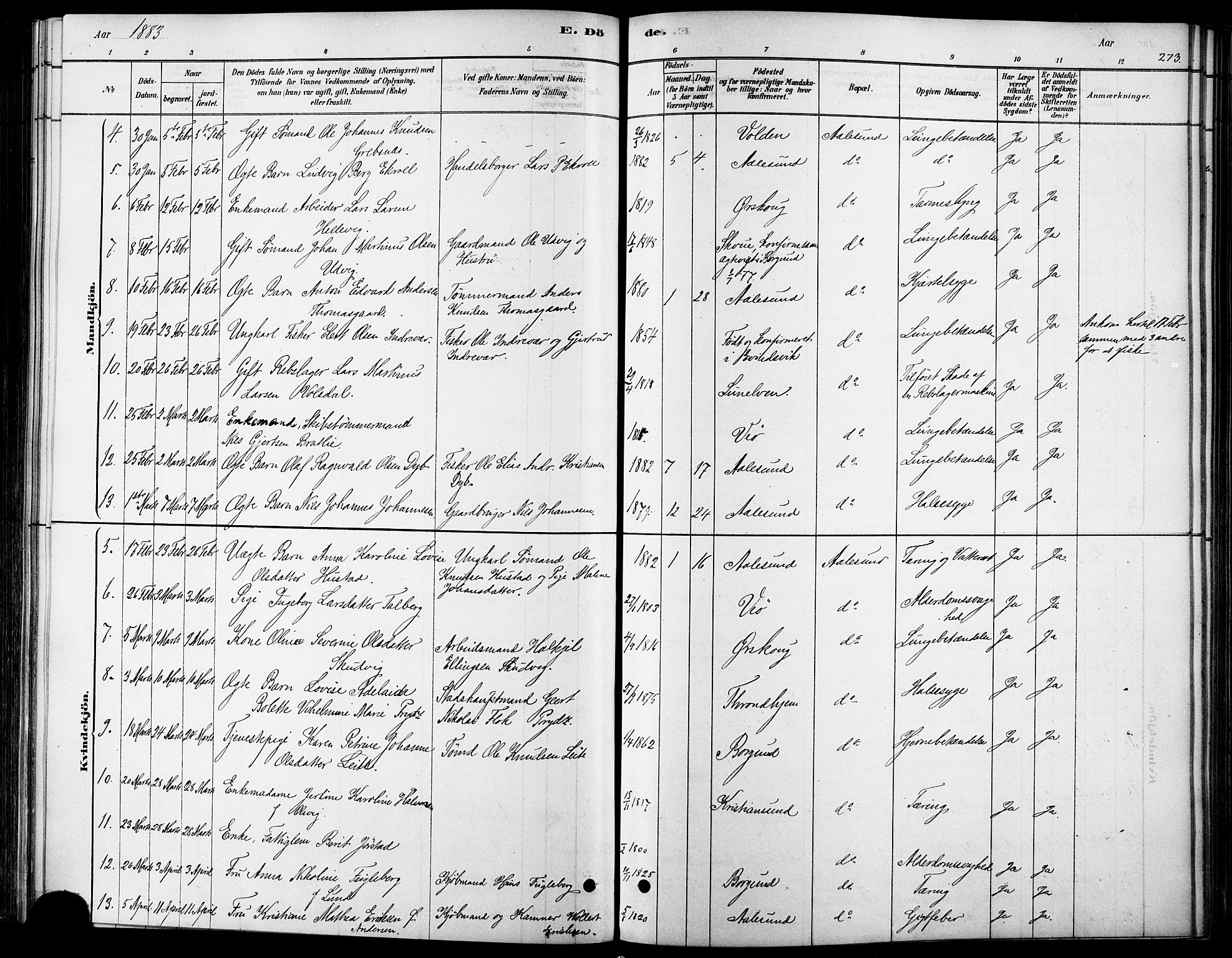 Ministerialprotokoller, klokkerbøker og fødselsregistre - Møre og Romsdal, SAT/A-1454/529/L0454: Ministerialbok nr. 529A04, 1878-1885, s. 273