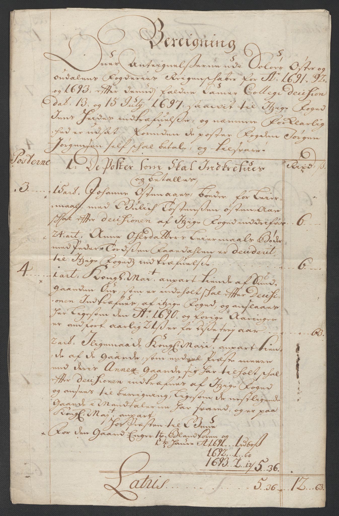 Rentekammeret inntil 1814, Reviderte regnskaper, Fogderegnskap, RA/EA-4092/R13/L0835: Fogderegnskap Solør, Odal og Østerdal, 1697, s. 38