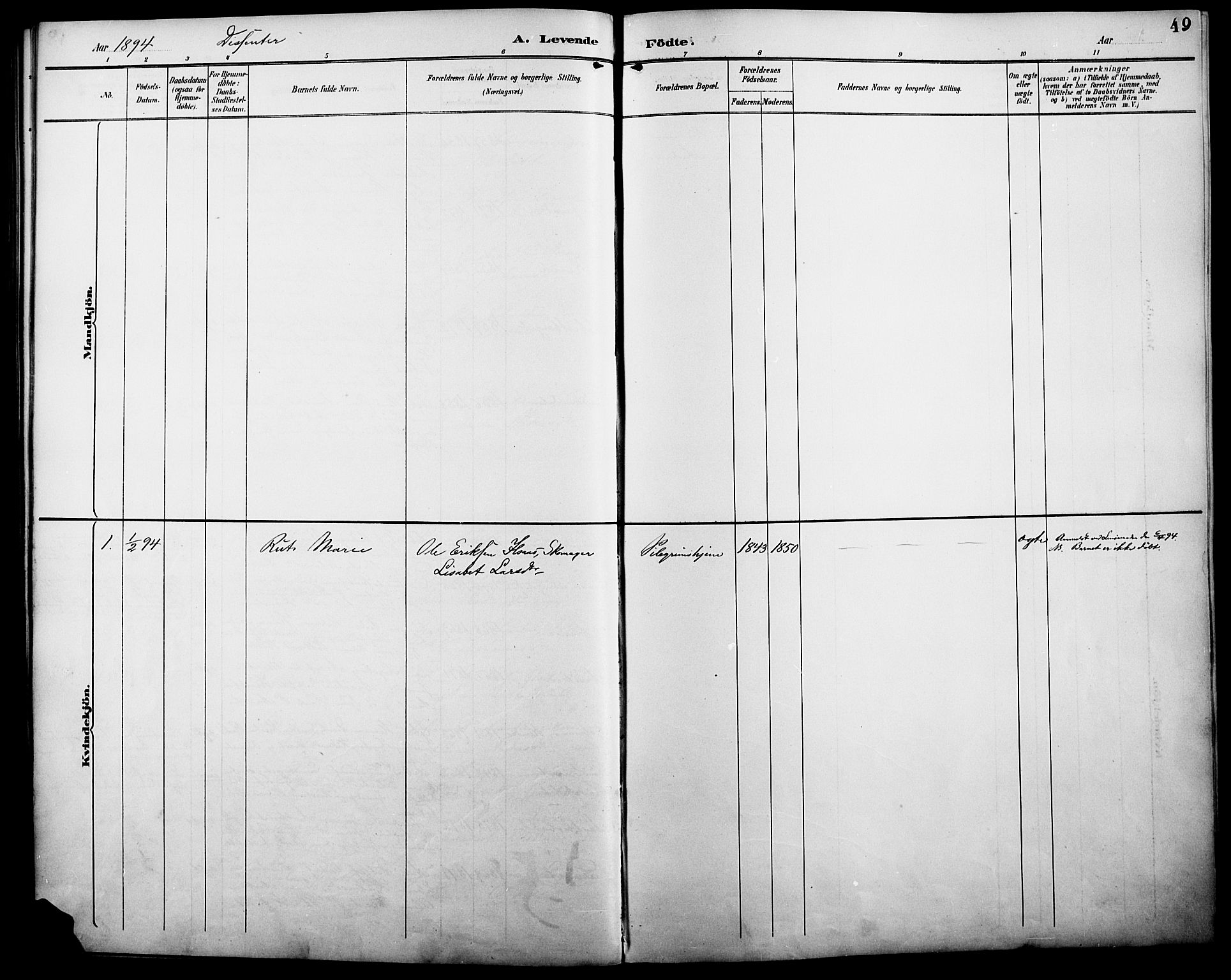 Åmot prestekontor, Hedmark, SAH/PREST-056/H/Ha/Haa/L0011: Ministerialbok nr. 11, 1890-1897, s. 49
