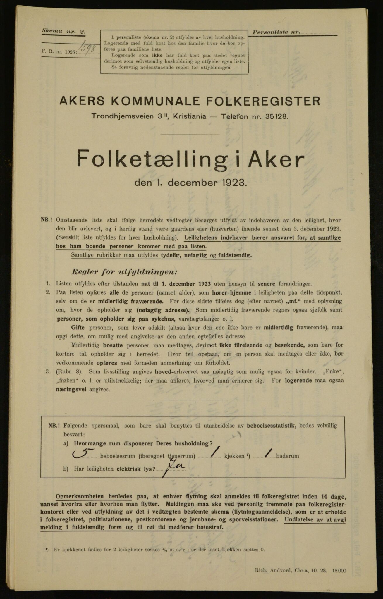 , Kommunal folketelling 1.12.1923 for Aker, 1923, s. 17909