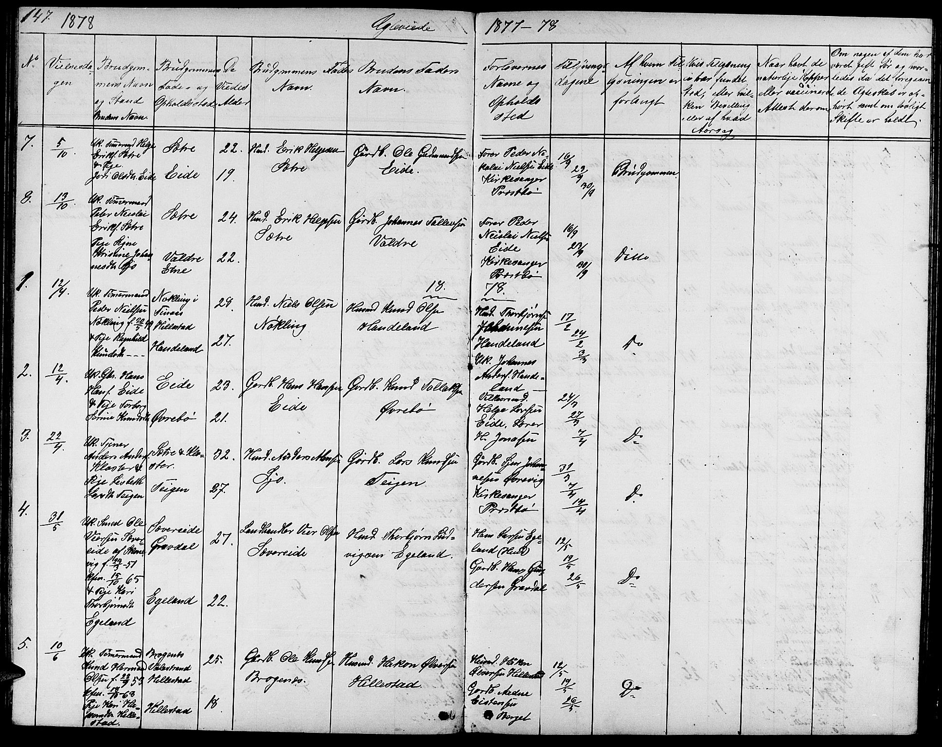 Fjelberg sokneprestembete, AV/SAB-A-75201/H/Hab: Klokkerbok nr. B 3, 1868-1888, s. 147
