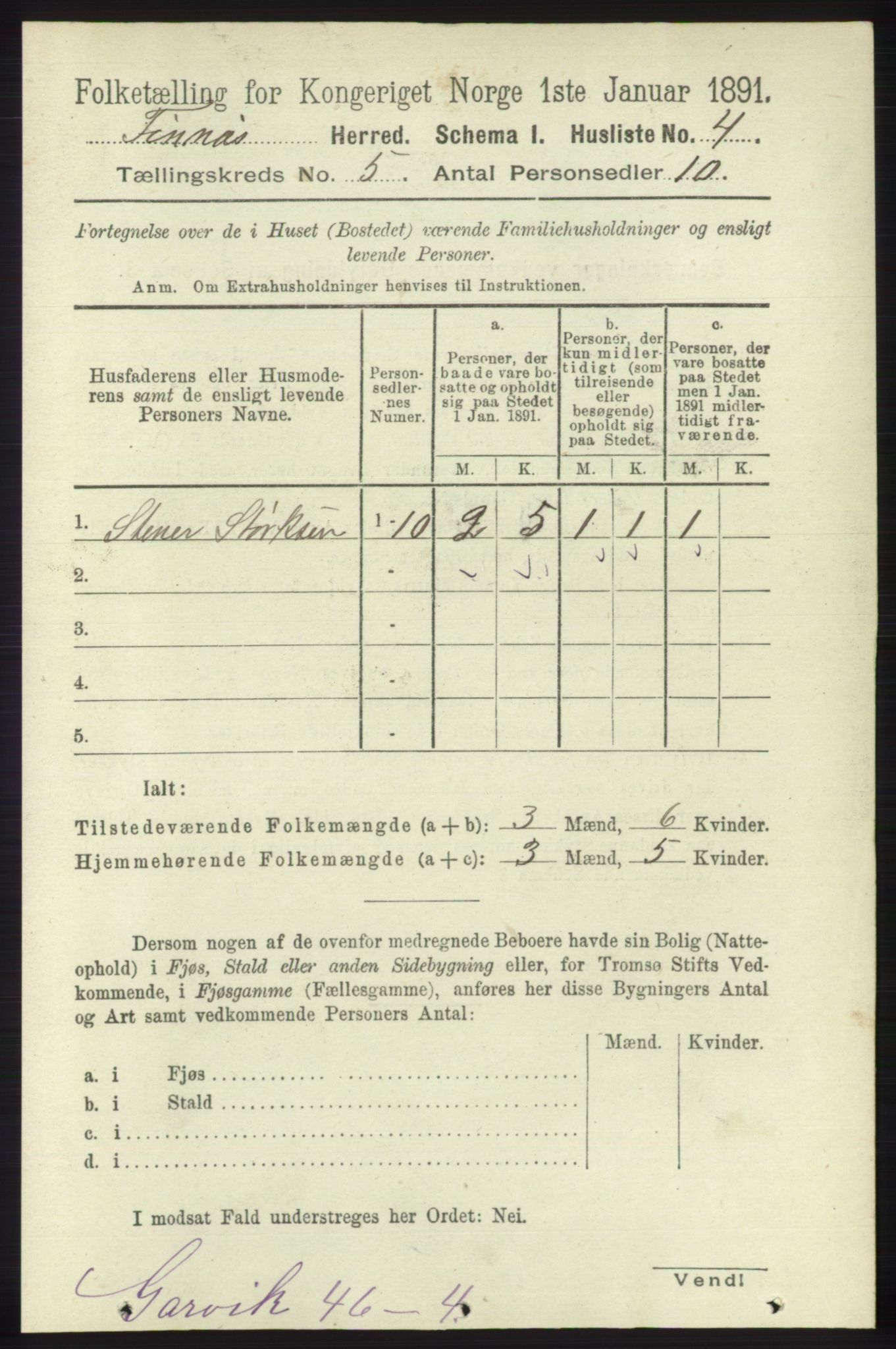 RA, Folketelling 1891 for 1218 Finnås herred, 1891, s. 2190