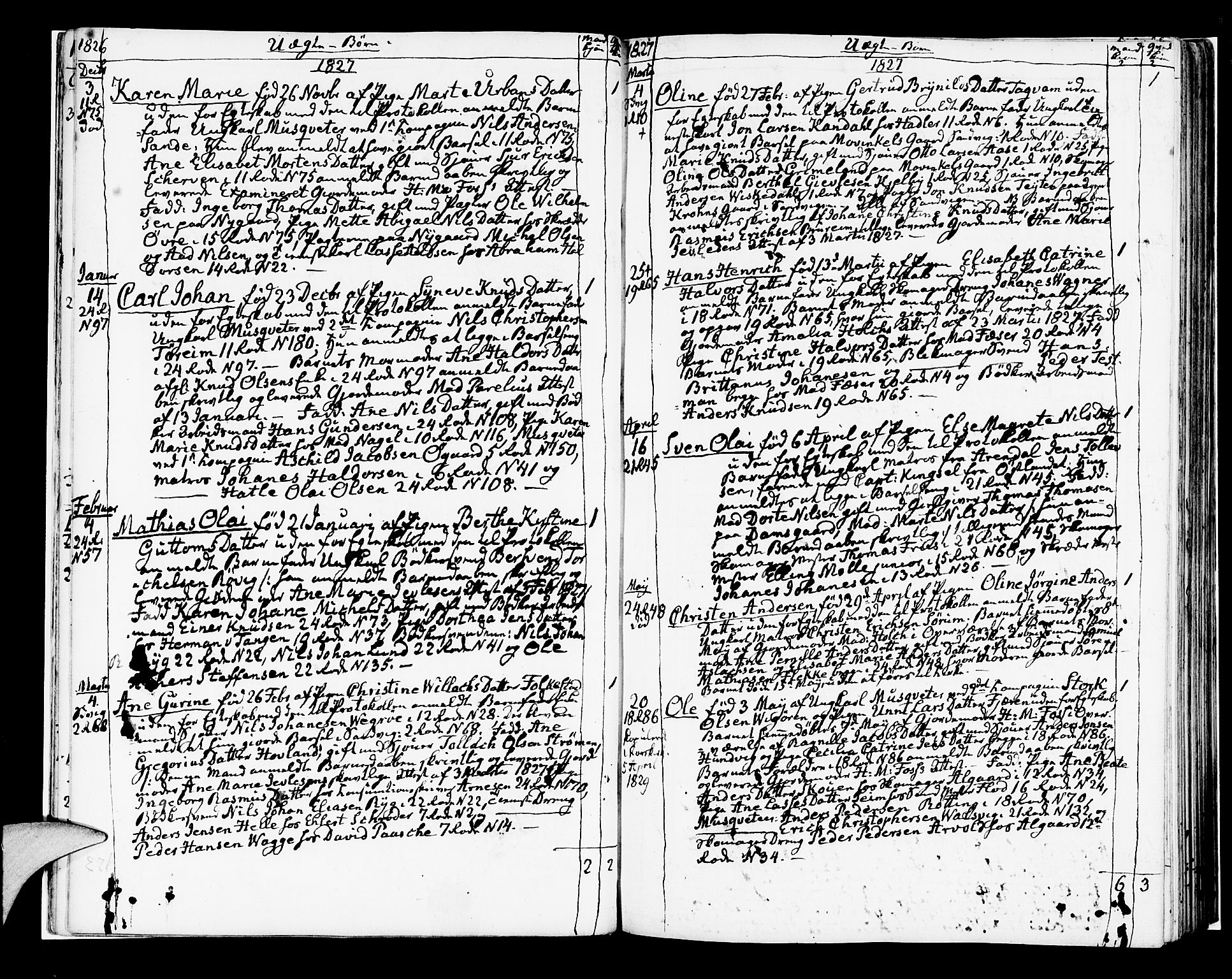 Korskirken sokneprestembete, AV/SAB-A-76101/H/Hab: Klokkerbok nr. A 4, 1820-1832, s. 123