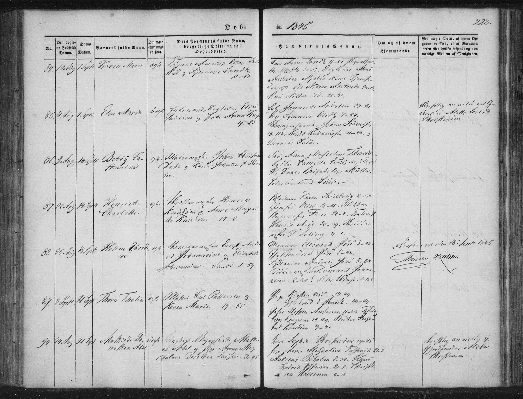 Korskirken sokneprestembete, SAB/A-76101/H/Haa/L0016: Ministerialbok nr. B 2, 1841-1851, s. 228