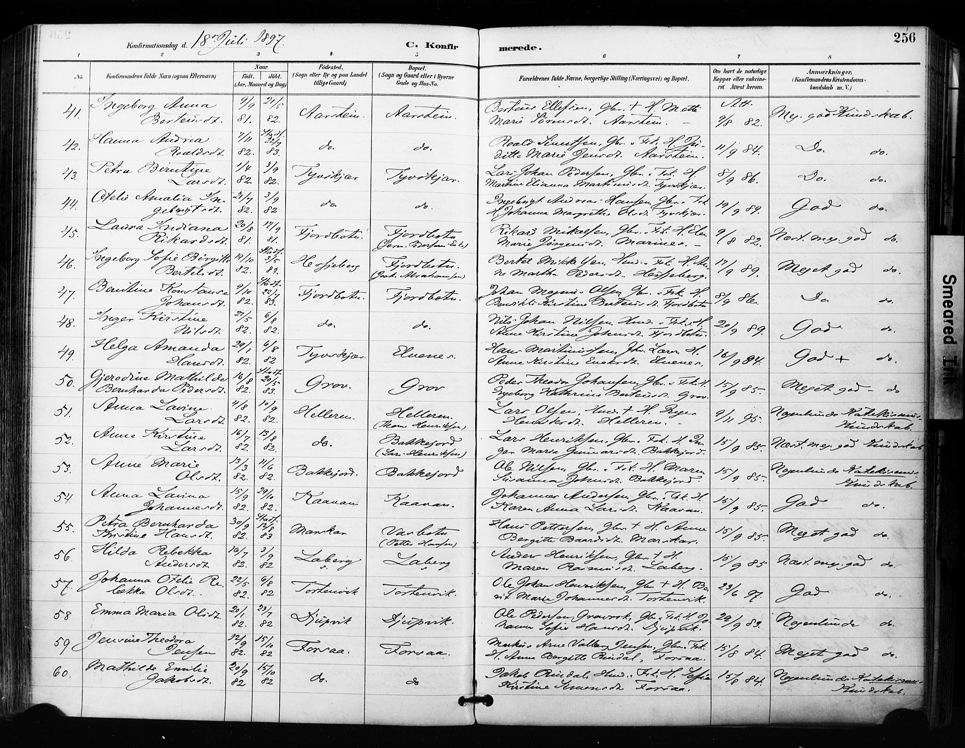 Ibestad sokneprestembete, AV/SATØ-S-0077/H/Ha/Haa/L0012kirke: Ministerialbok nr. 12, 1890-1900, s. 256