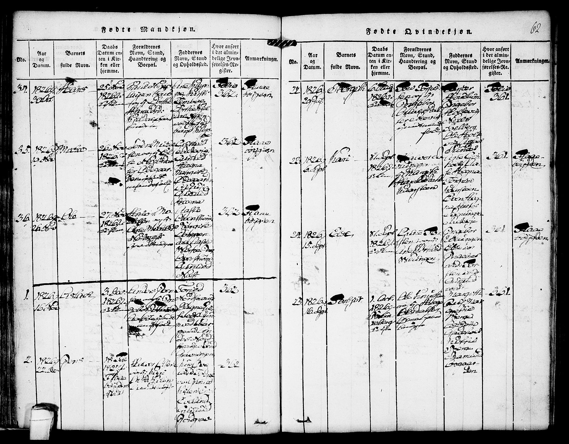 Kviteseid kirkebøker, AV/SAKO-A-276/F/Fa/L0005: Ministerialbok nr. I 5, 1815-1836, s. 62