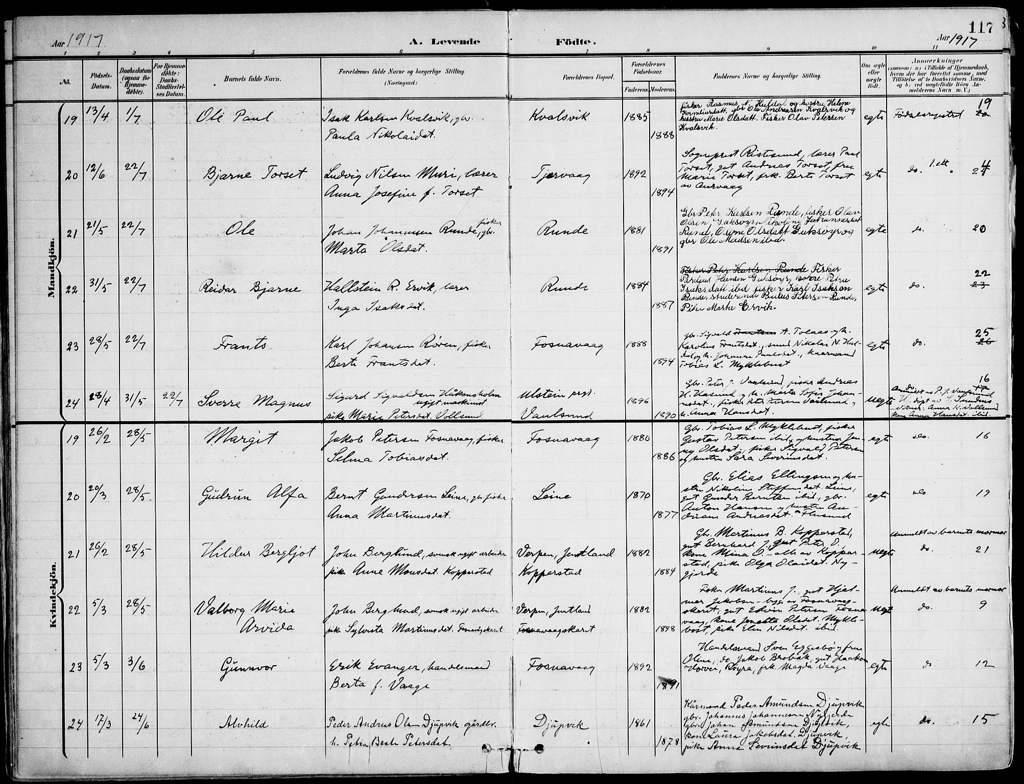 Ministerialprotokoller, klokkerbøker og fødselsregistre - Møre og Romsdal, AV/SAT-A-1454/507/L0075: Ministerialbok nr. 507A10, 1901-1920, s. 117