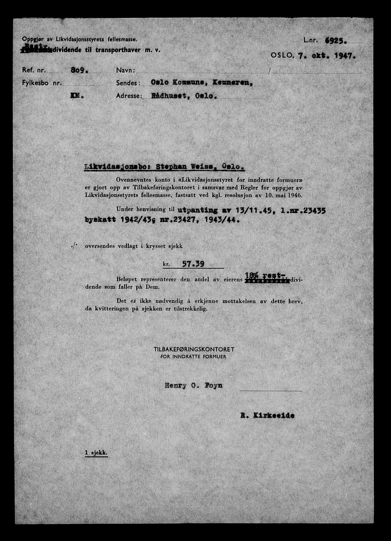 Justisdepartementet, Tilbakeføringskontoret for inndratte formuer, AV/RA-S-1564/H/Hc/Hcc/L0986: --, 1945-1947, s. 271