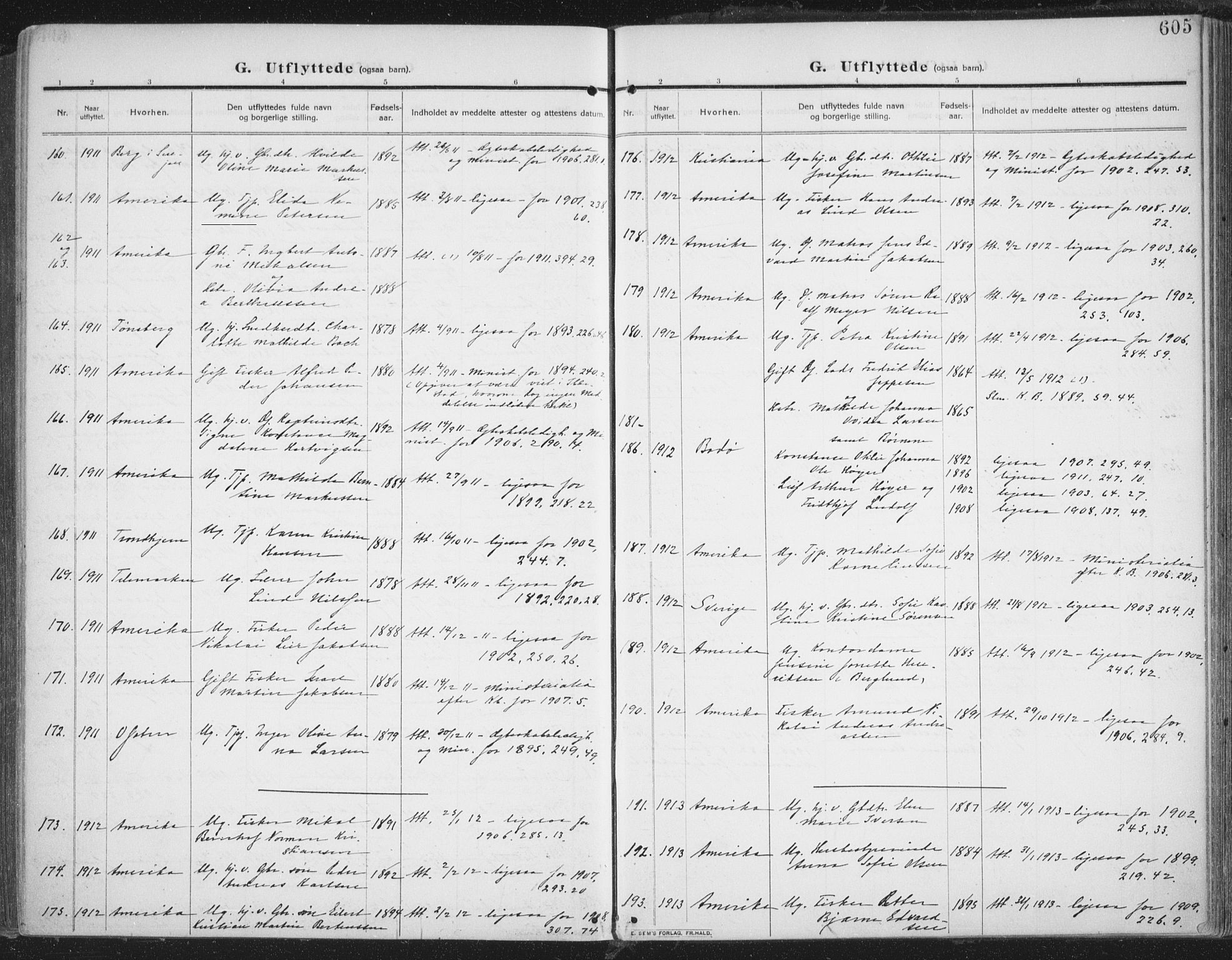 Trondenes sokneprestkontor, AV/SATØ-S-1319/H/Ha/L0018kirke: Ministerialbok nr. 18, 1909-1918, s. 605