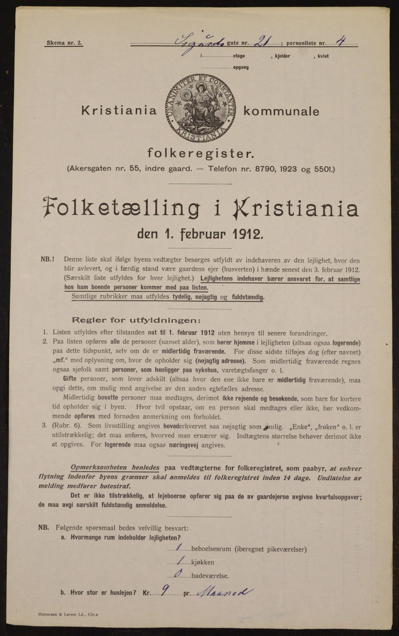 OBA, Kommunal folketelling 1.2.1912 for Kristiania, 1912, s. 95344