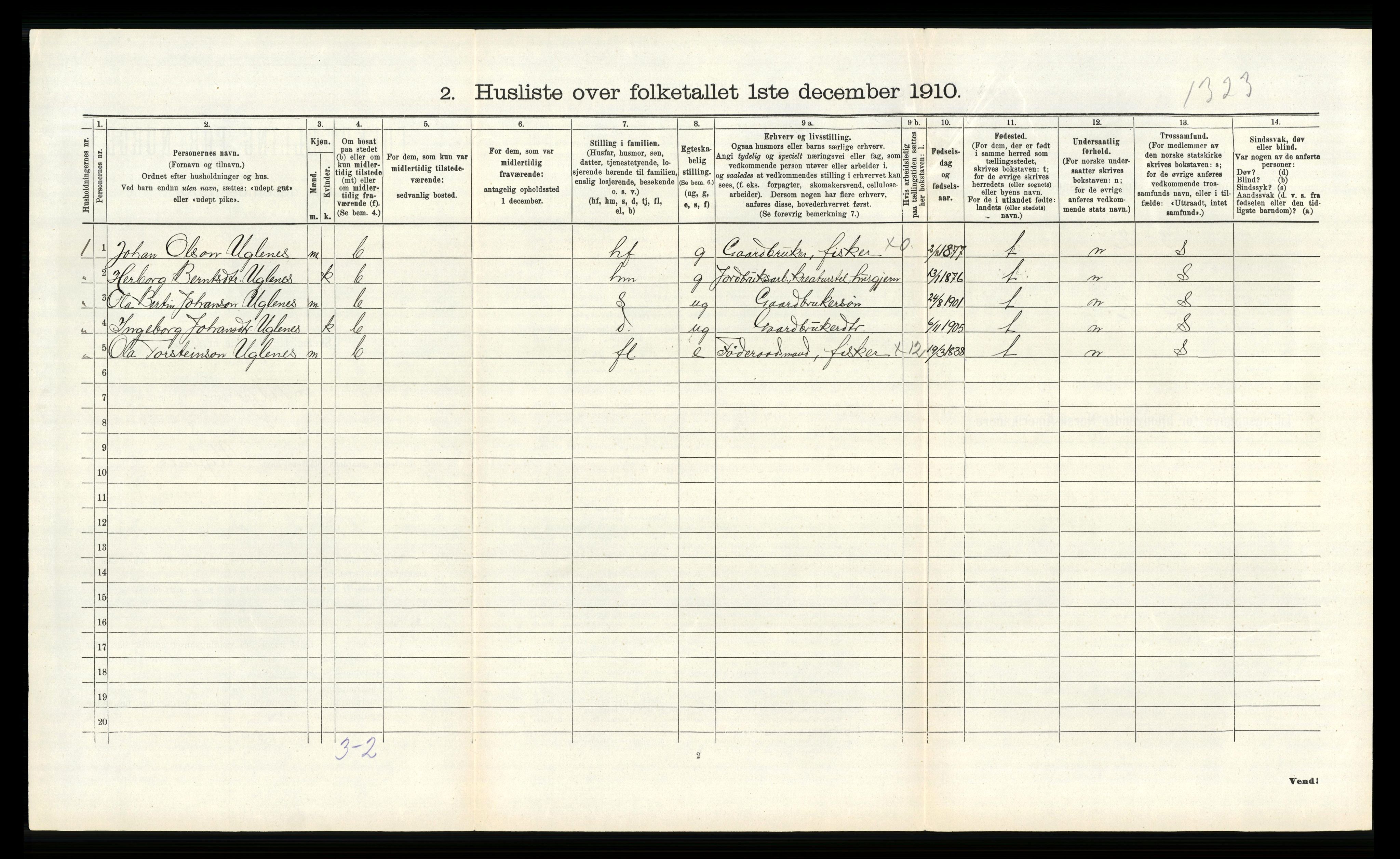 RA, Folketelling 1910 for 1222 Fitjar herred, 1910, s. 150
